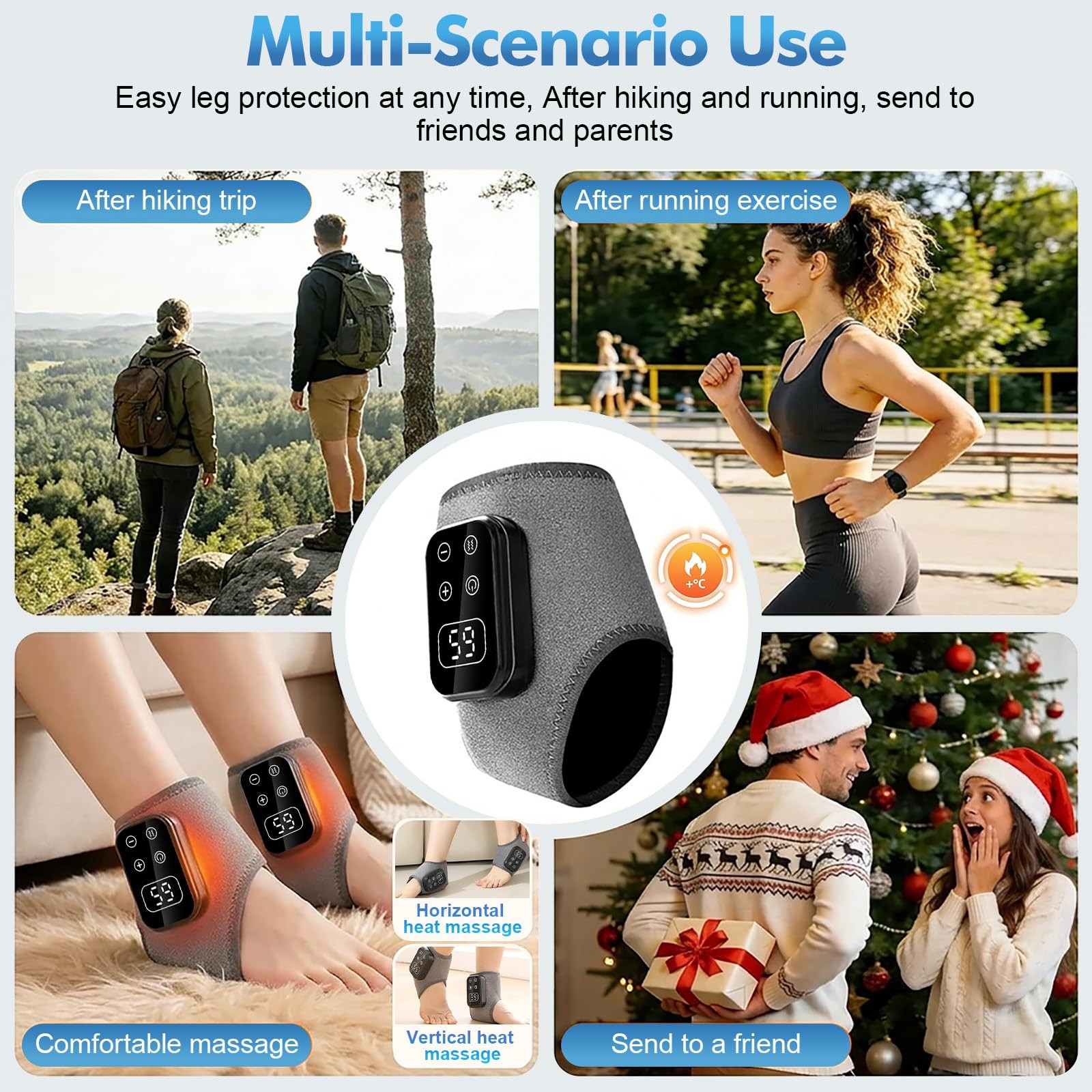 Triple Therapy Foot Massager 2PCS with Heat and Vibration Rechargeable Ankle …