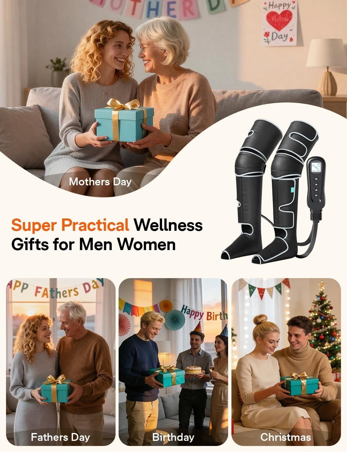 ALLJOY Leg Massager for Circulation and Pain Relief FSA, Gifts for Men Women Dad