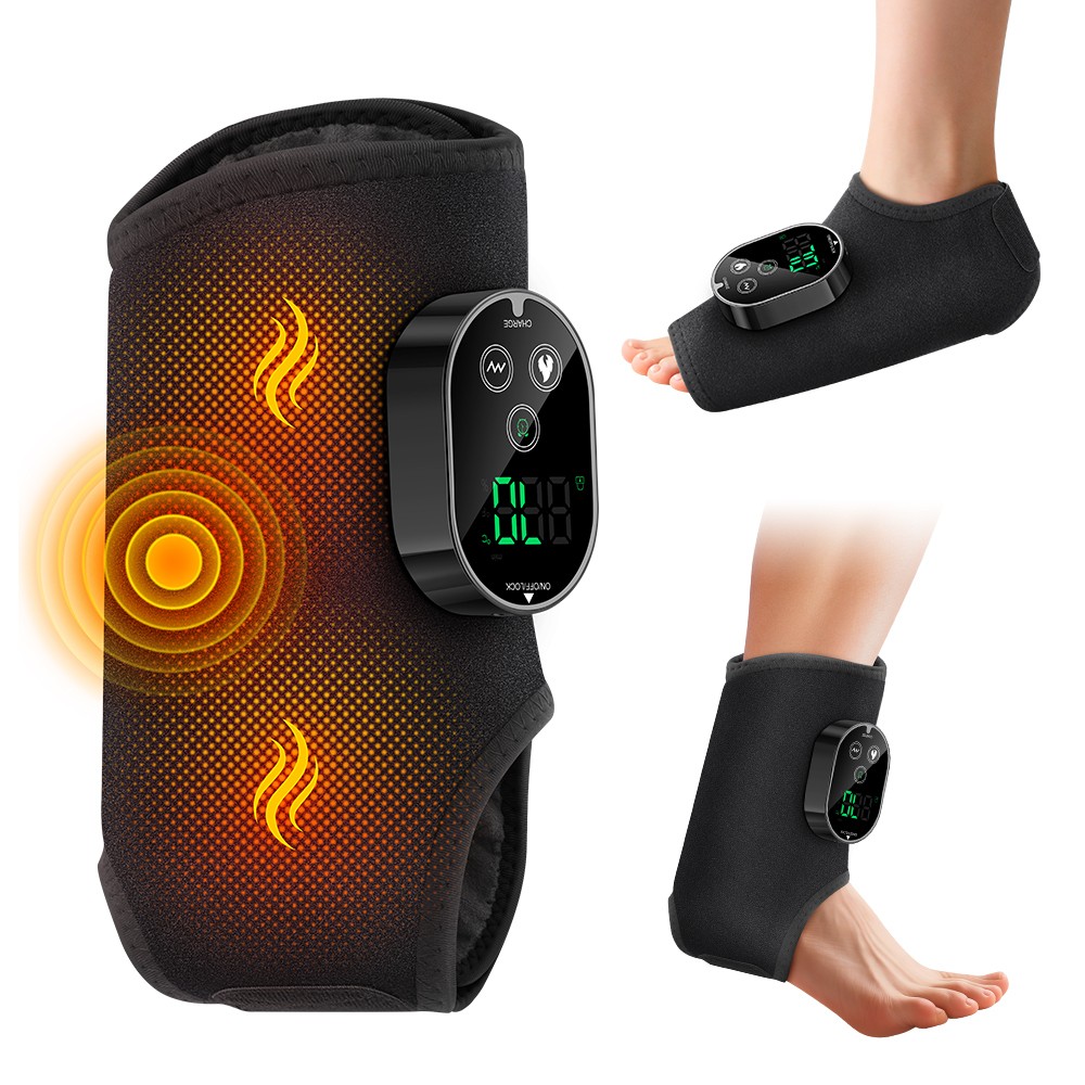 Electric Foot and Ankle Massager Brace for Pain Relief Heating Vibration Therapy