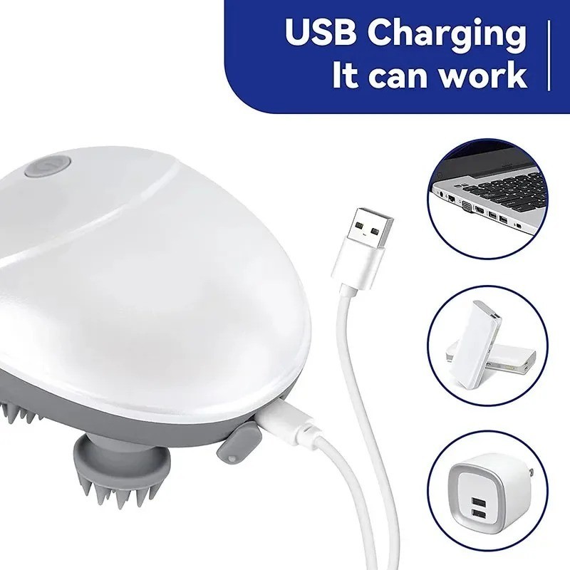 Electric Scalp Massager Handheld IPX7 Waterproof Heads Hair Growth Stress Relief