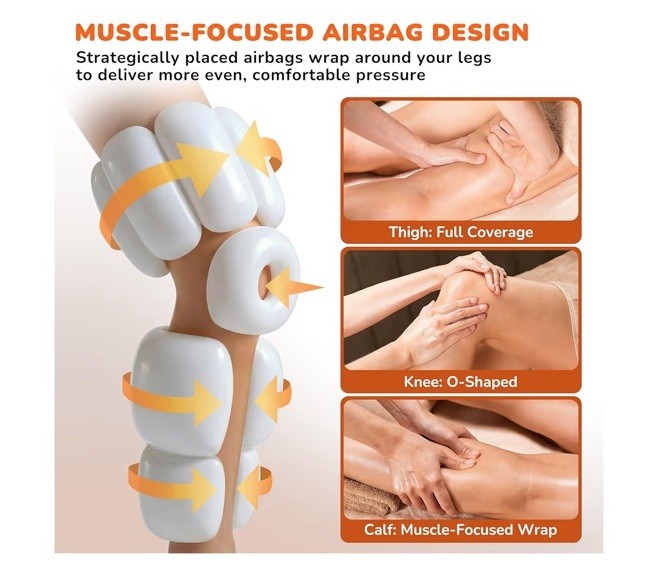 Air Compression Leg Massager with Heat : Calf,Knees & Thigh Recovery Compression