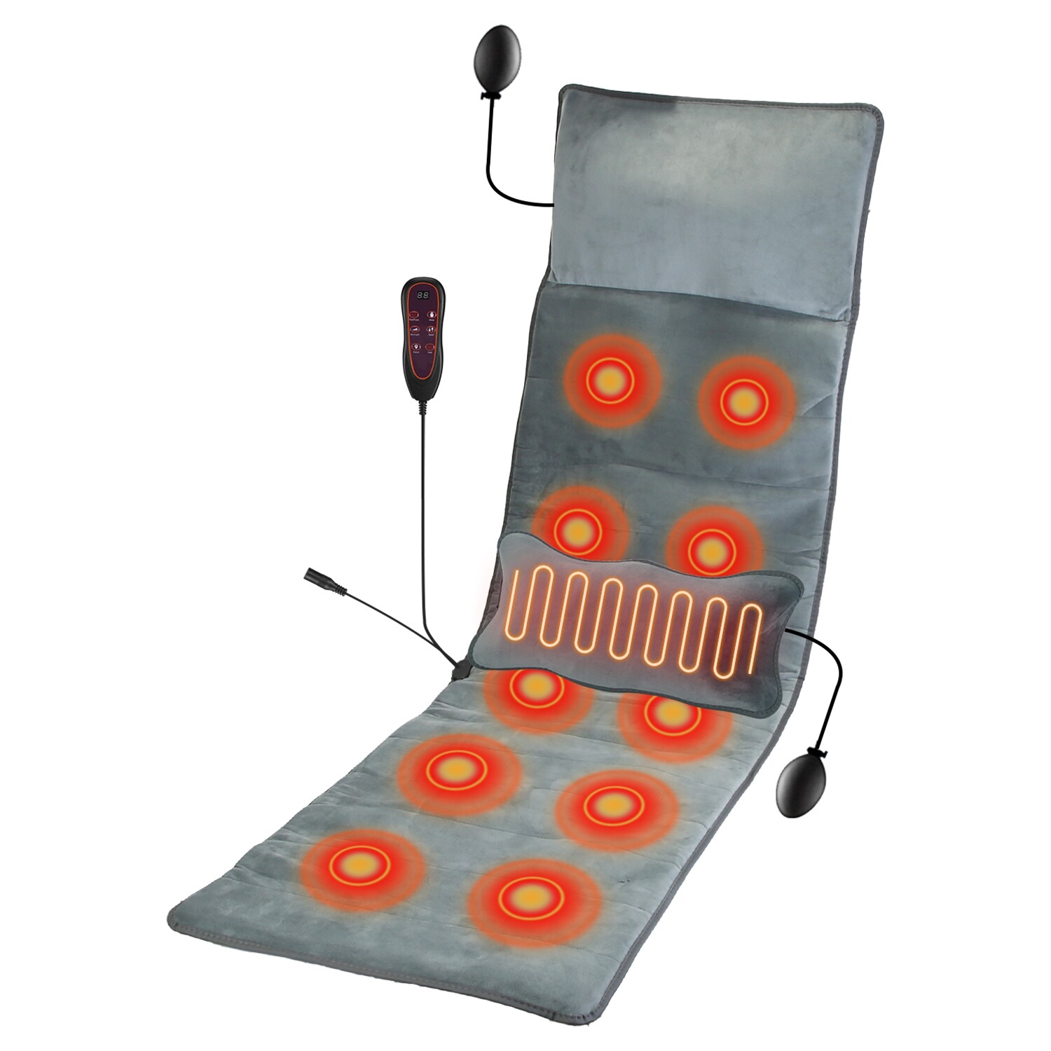 Full Body Electric Massage Mattress Pad Charcoal Relaxation Cushion w/ 10 Motor