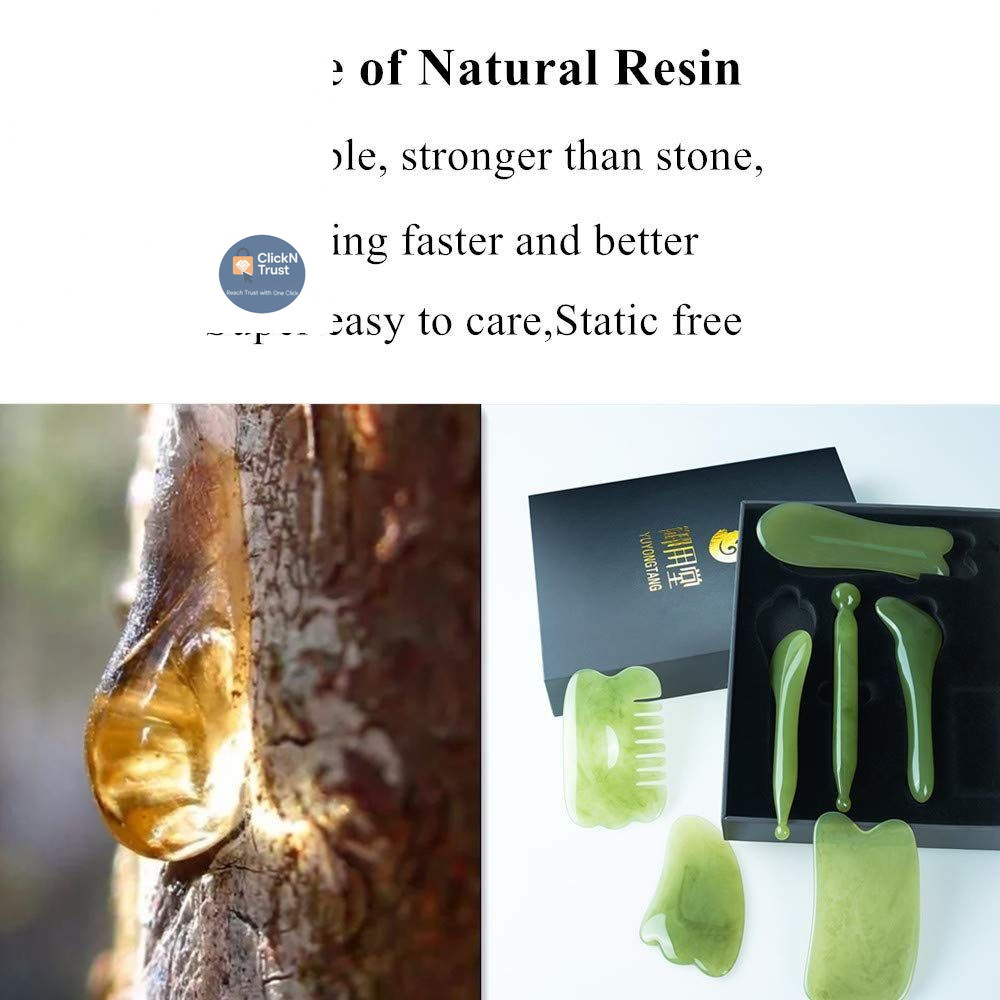 YUYONGTANG 7 Pieces Gua Sha Scraping Massage Tool,Natural 7 Piece Set, Green