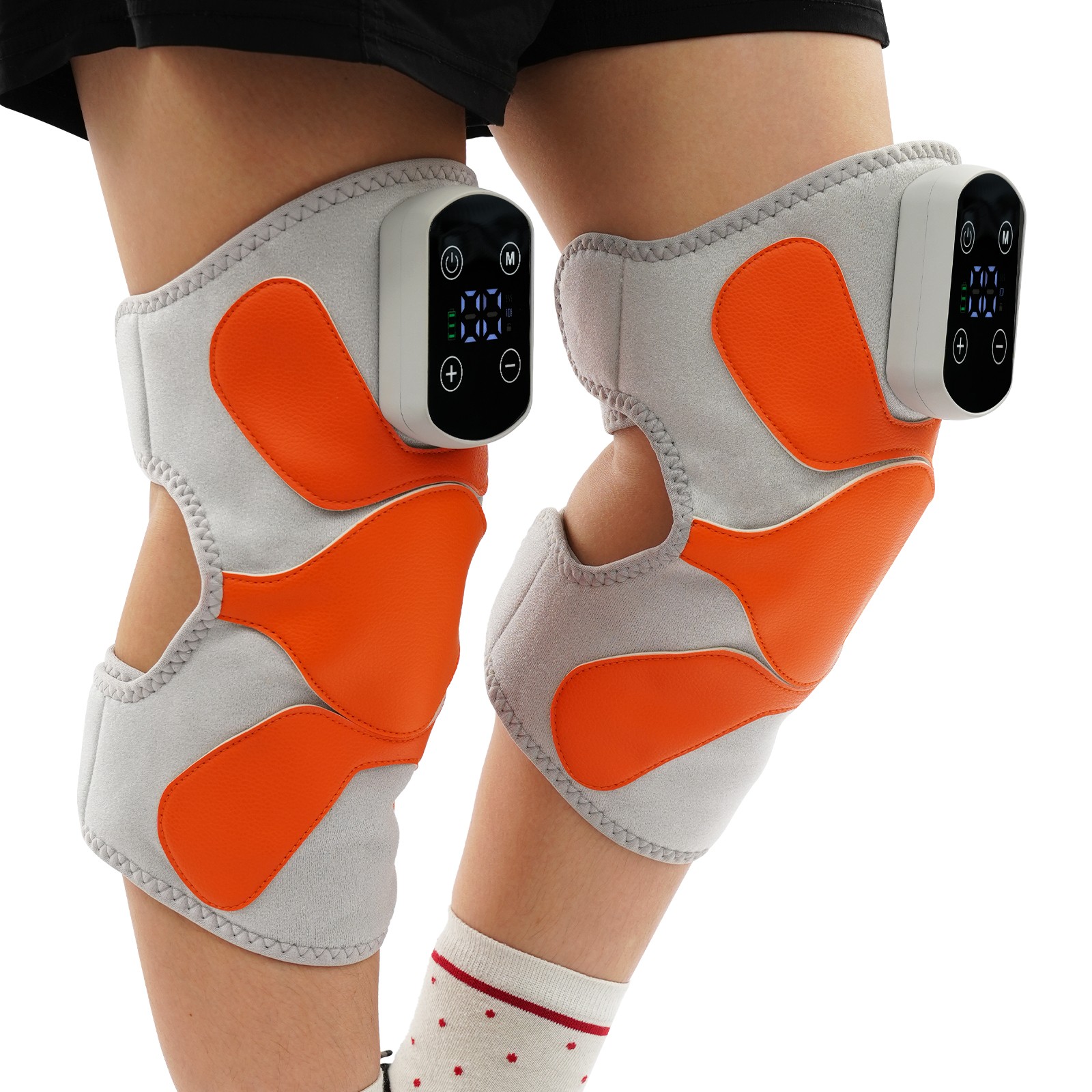 Heating and Vibrating Knee Massager made of premium materials Gray, Orange