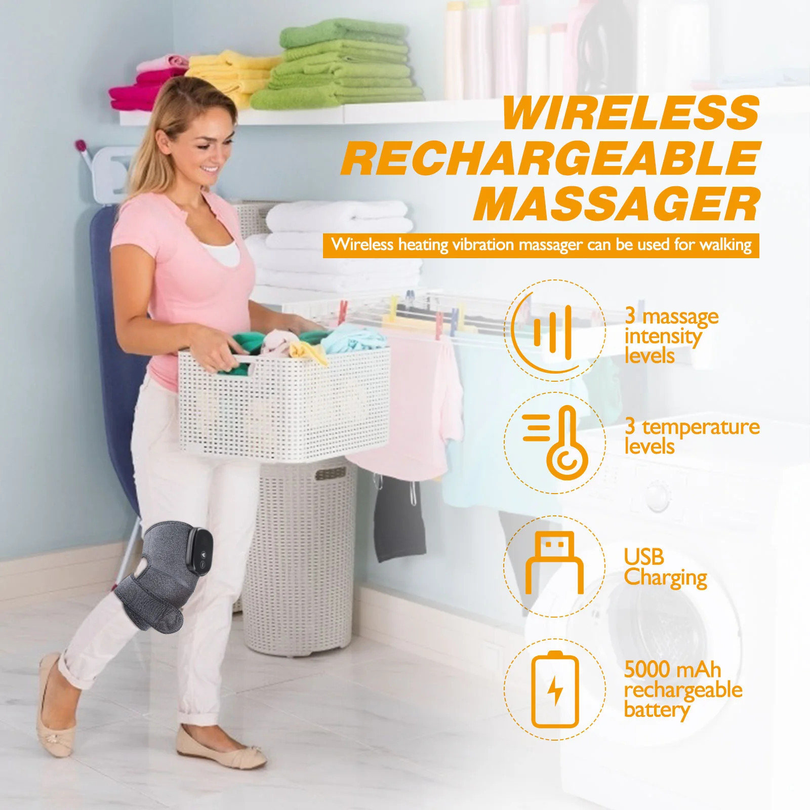 Electric Knee Massager with Heat and Vibration, 5000mAh for Joint Relief