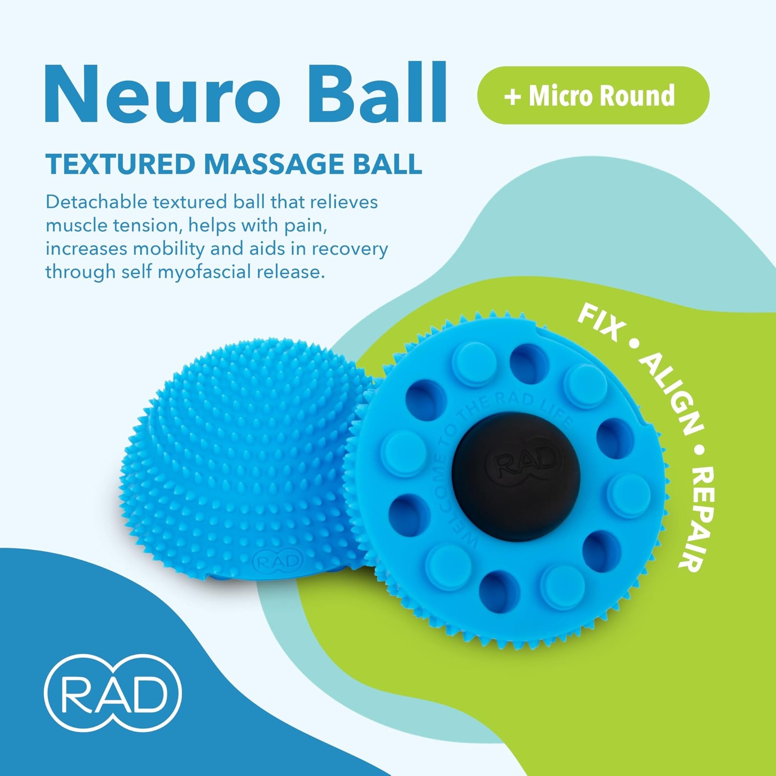 RAD The Original Neuro Ball – Foot Roller & Textured Massage Ball for Myofasc…