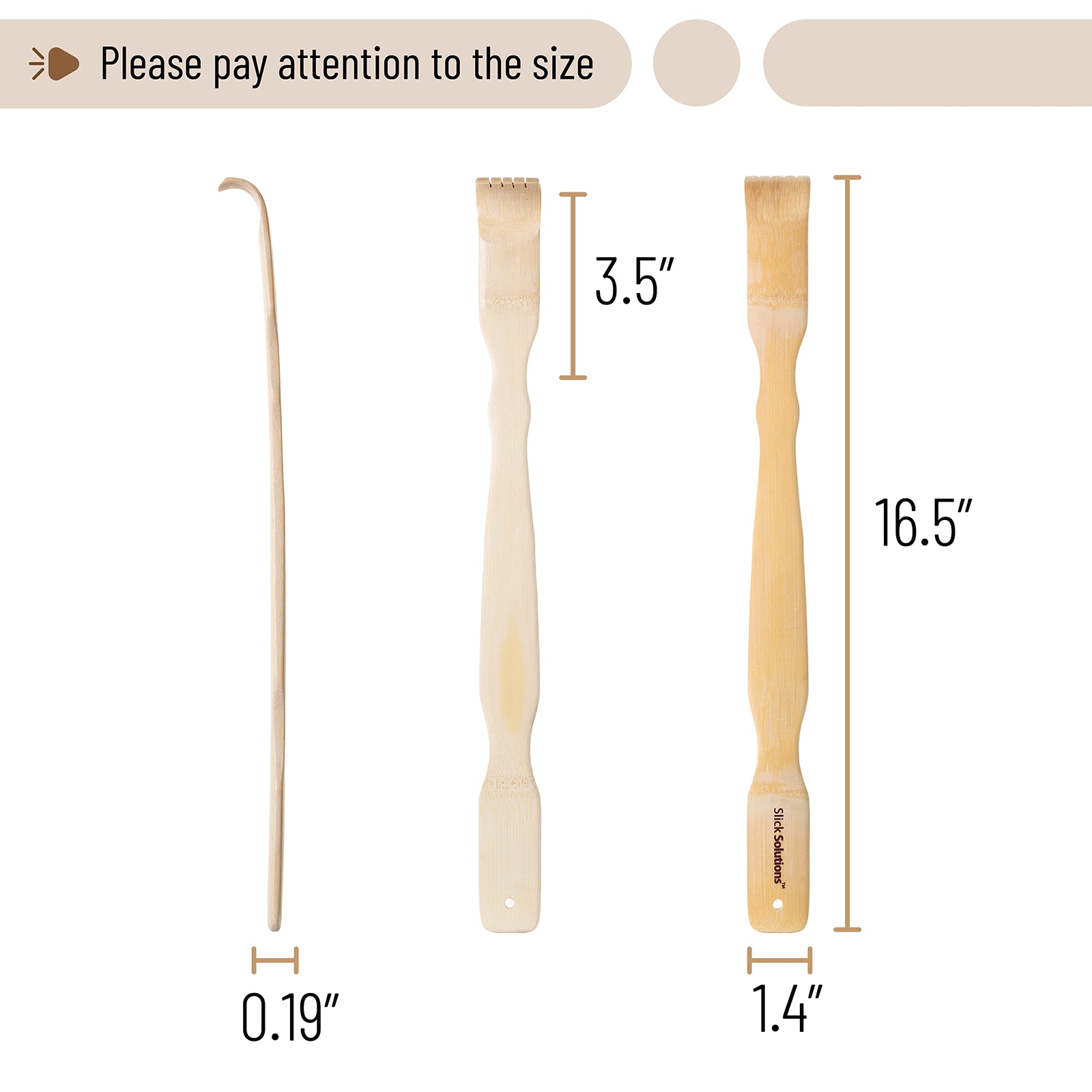 2Pcs Wooden Bamboo Back Scratcher Long Handle Itch Relief Finger-Like Scratchers