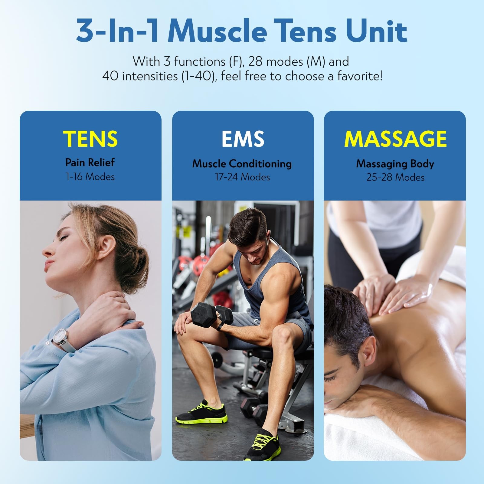TENS Unit EMS Muscle Stimulator with 28 Modes, Dual Channel Muscle Stimulator…