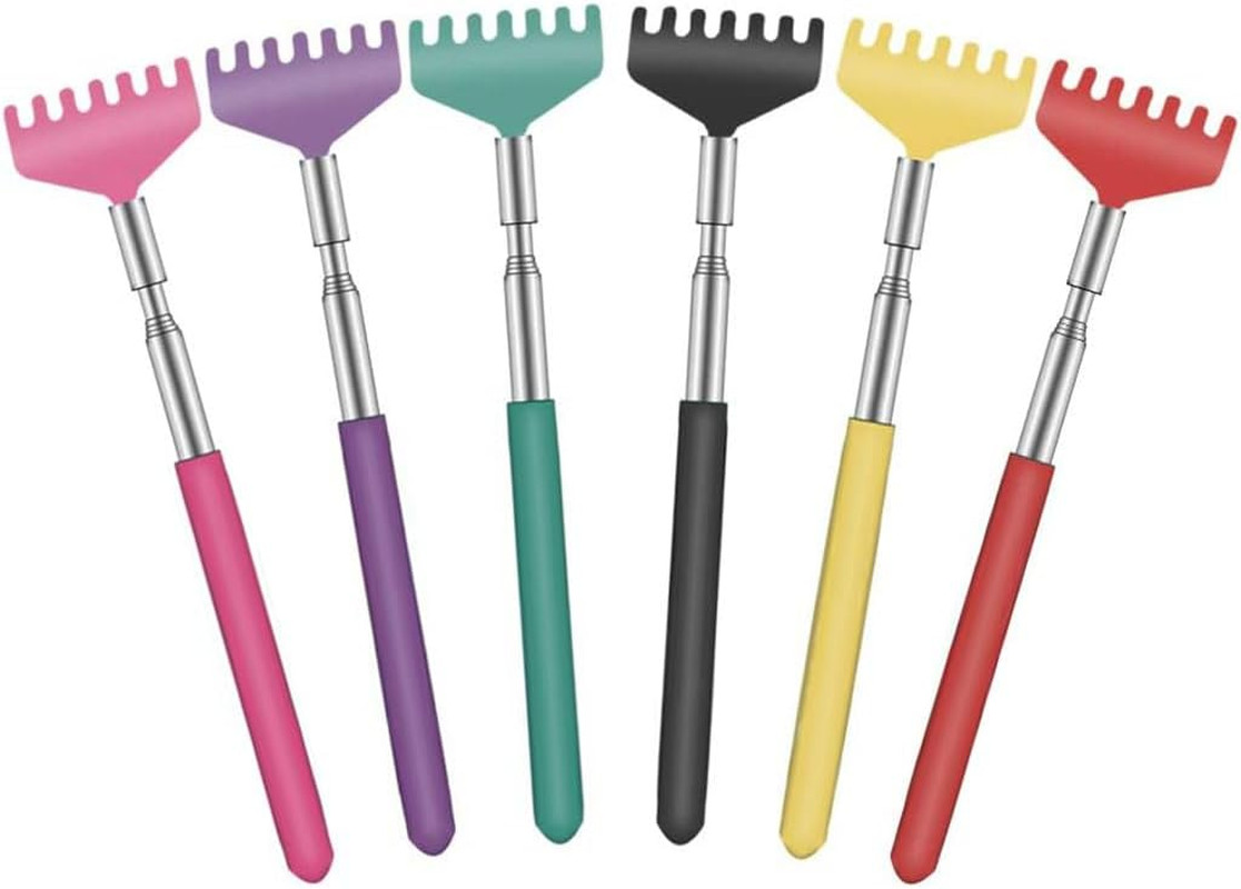 6 Pack Extendable Back Scratcher Portable Telescoping Metal Rubber Handle Gift