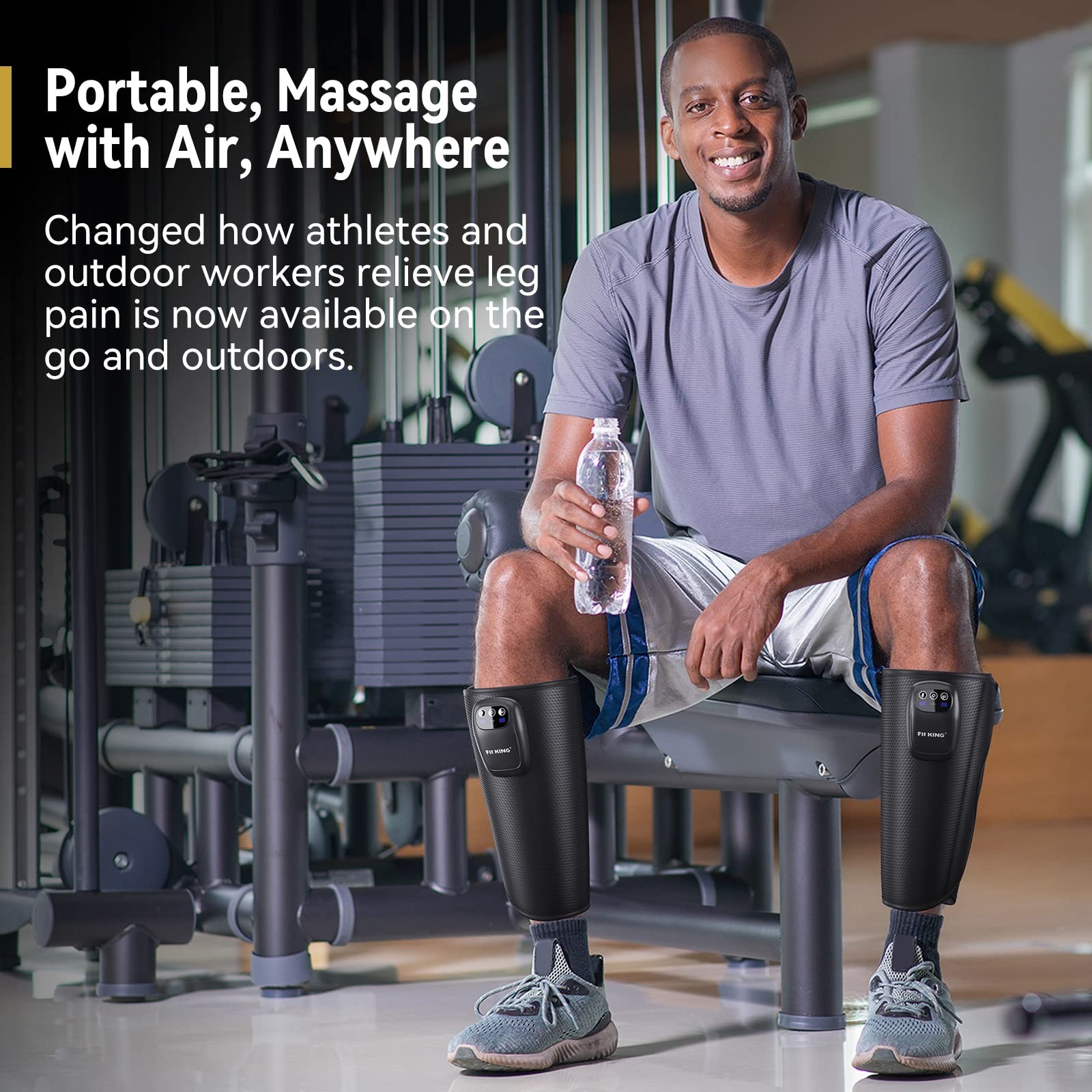 FIT KING Upgraded Cordless Calf Massager, Classic Black