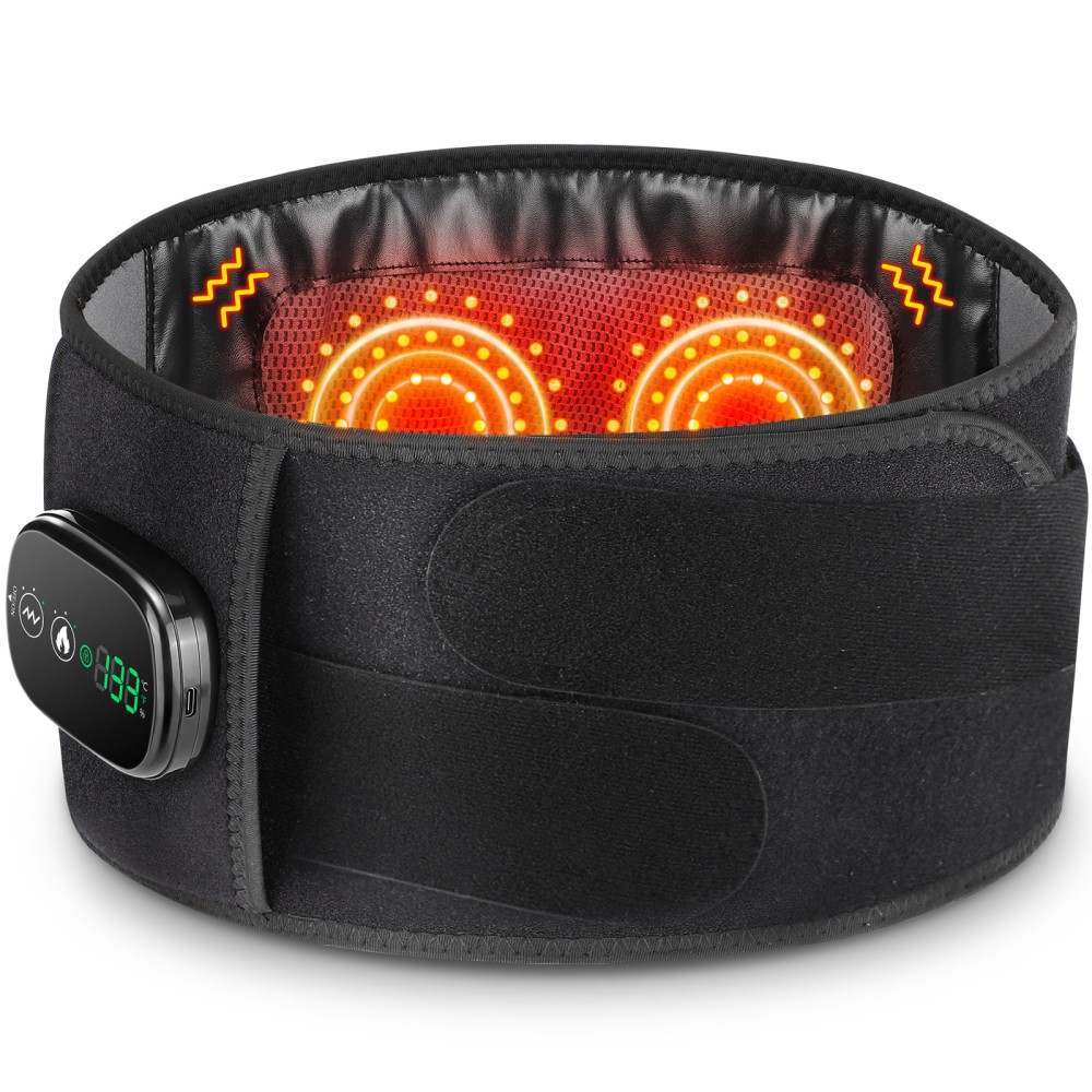 Red Light Therapy Belt Cordless 5000mAh Infrared Waist Wrap Vibration Back Pain