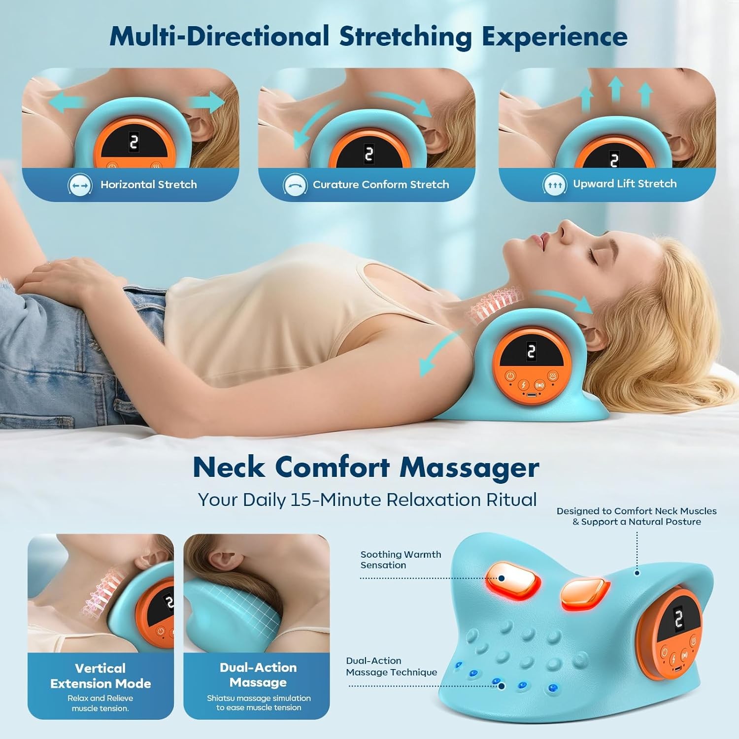 2026 Neck Massager 4-In-1 with Deep Tissue 3D Kneading & Soothing Heat – Portabl