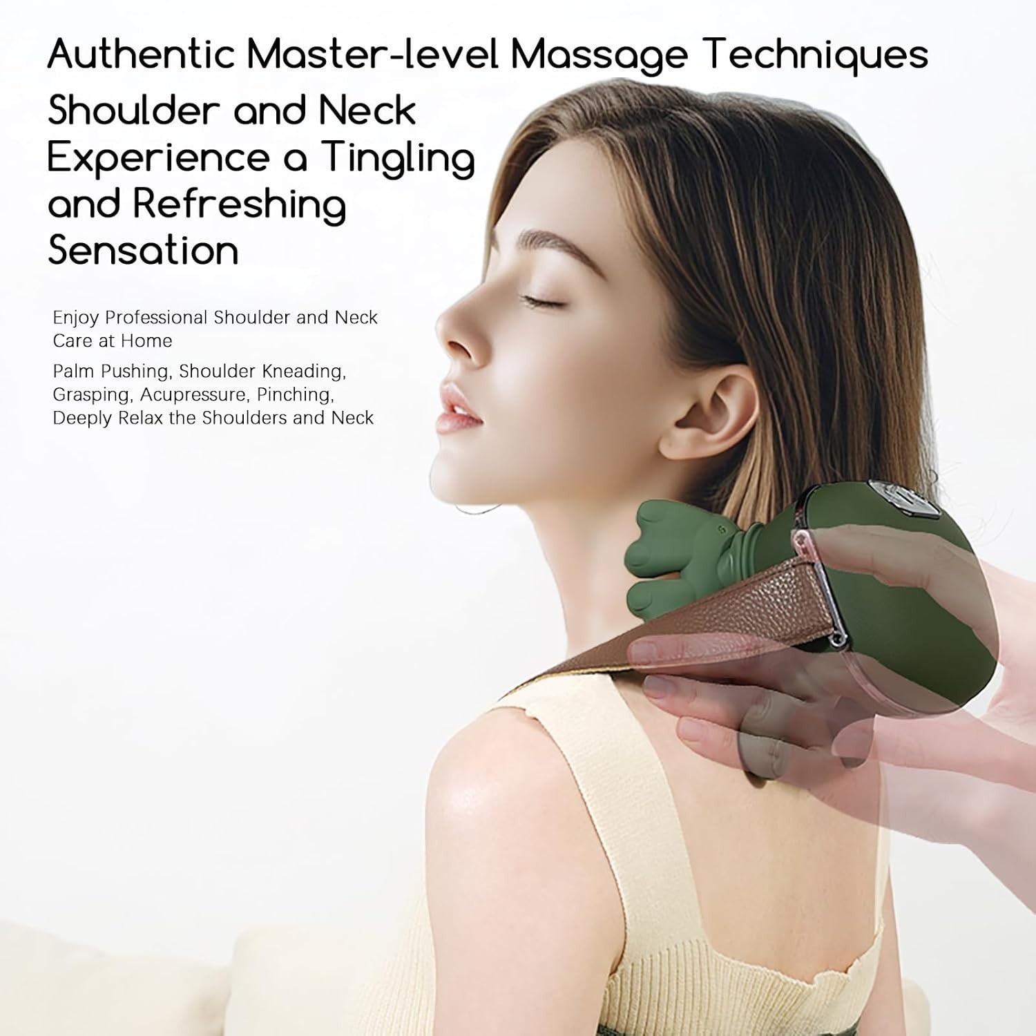 Upgraded Neck and Shoulder Massager,Portable Shiatsu Back Massage Hand-Shaped