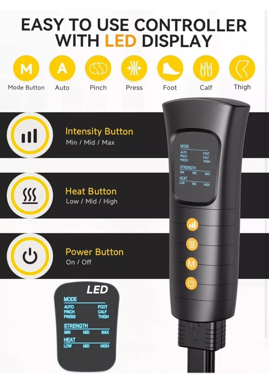 Leg Massager with Heat & Compression Foot Calf & Thigh Massage for Circulation