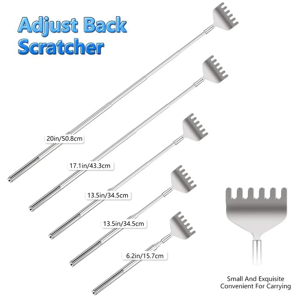 YIMICOO Extendable Back Scratcher for Men 3 Pack 3 Count (Pack of 1), Silver