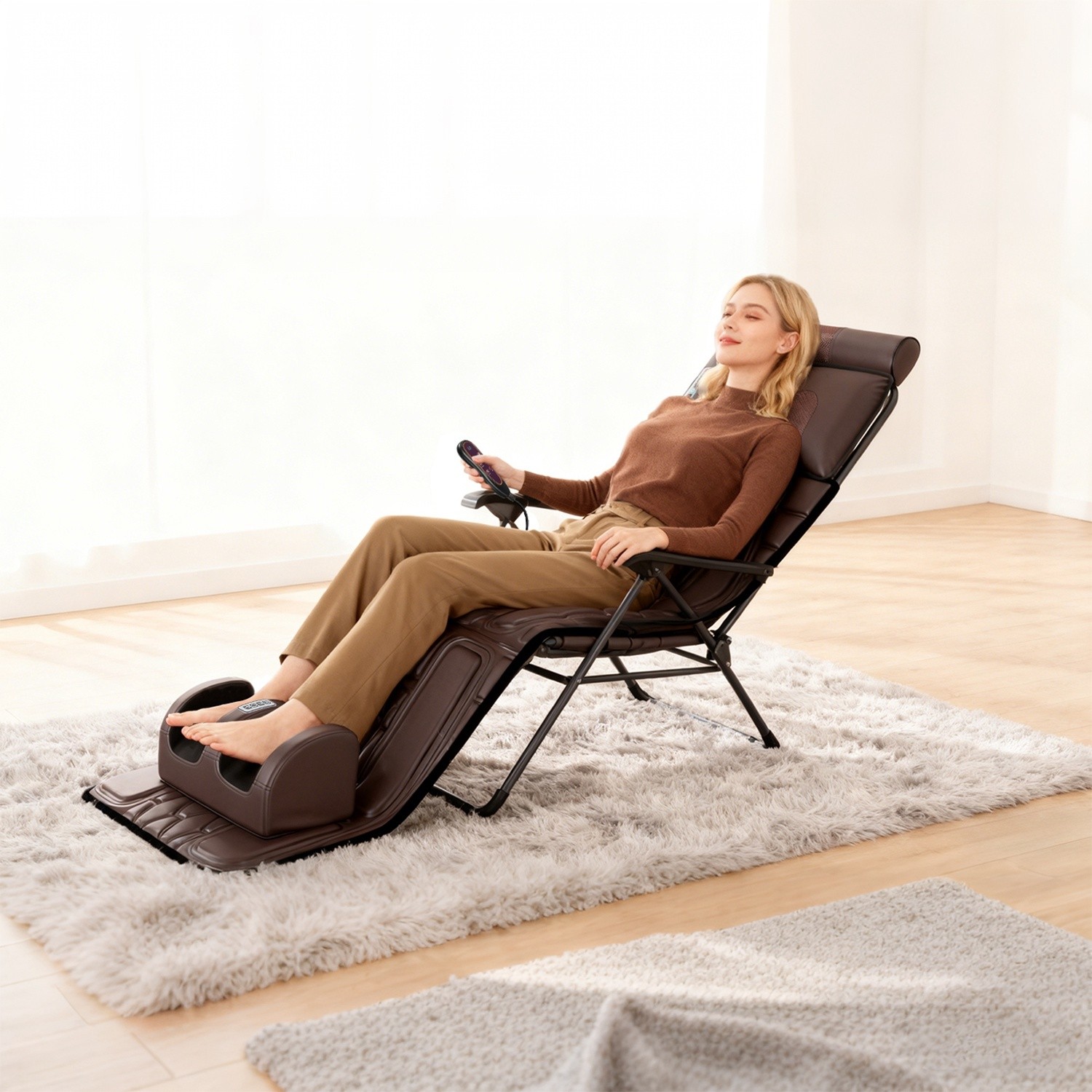PU Leather Shiatsu Back Massager Lumbar Pillow & Head Pillow Massage Chair Pad