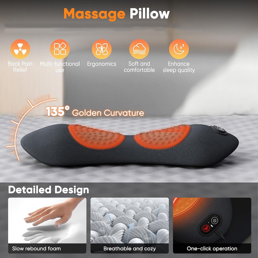 3 In 1 Electric Lumbar Support Pillow Smooth Spine Triple Fusion Back Massager