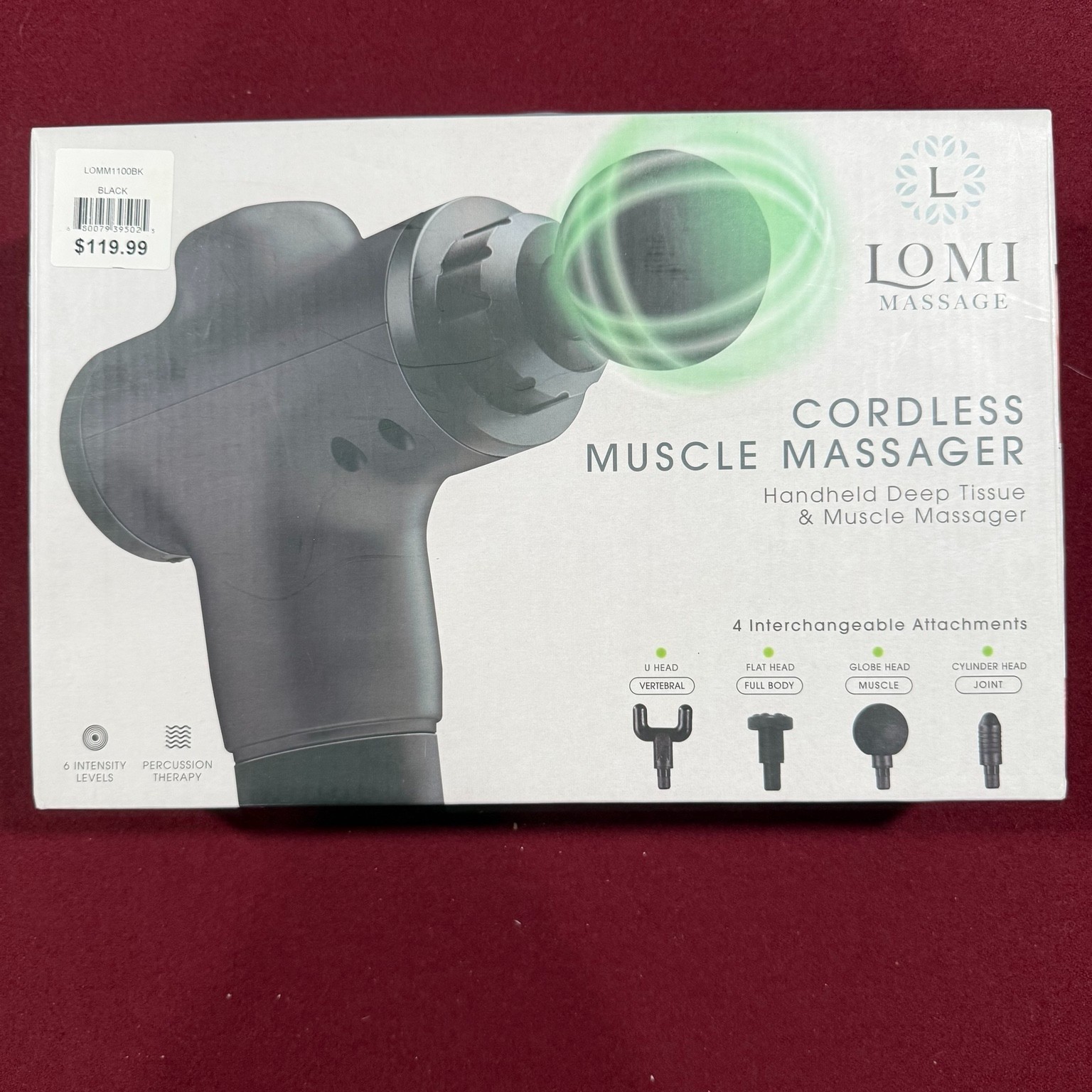 Lomi Massage Cordless Deep Tissue Muscle Massager Gun 4 Heads Rechargeable New