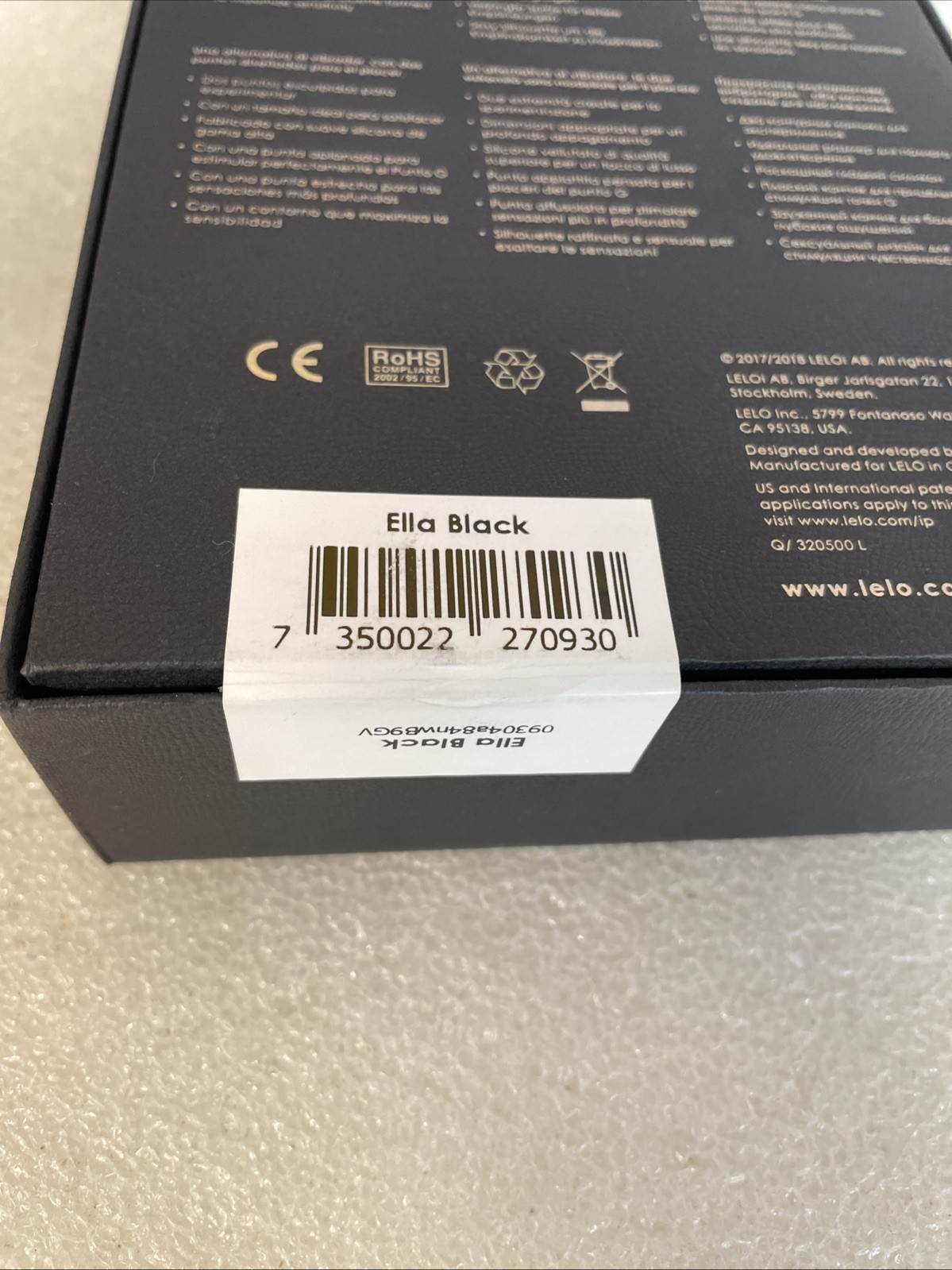 LELO ELLA Pleasure Massager Black New Sealed