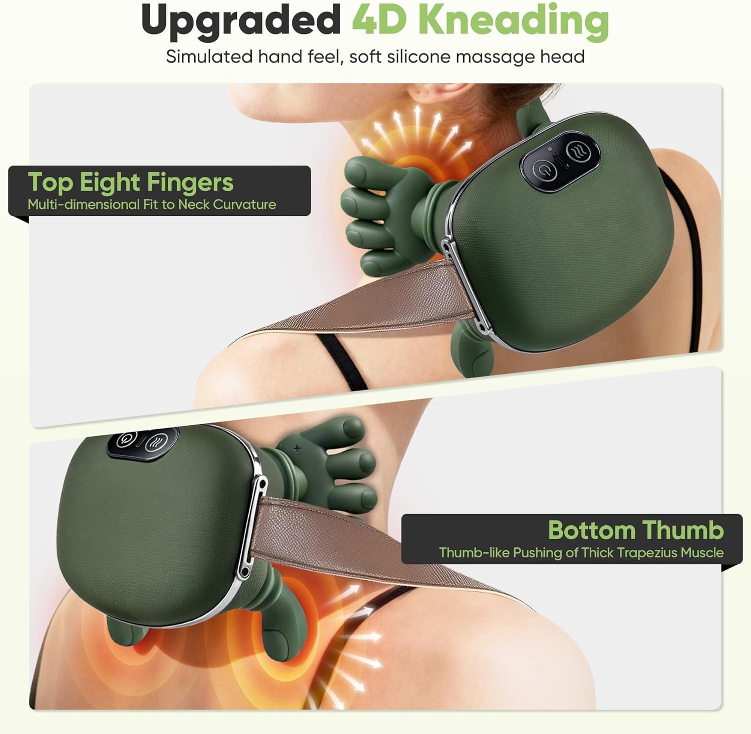4D Neck Massager with Heat – Neck and Back Shiatsu Massager for Relieve Fatigue