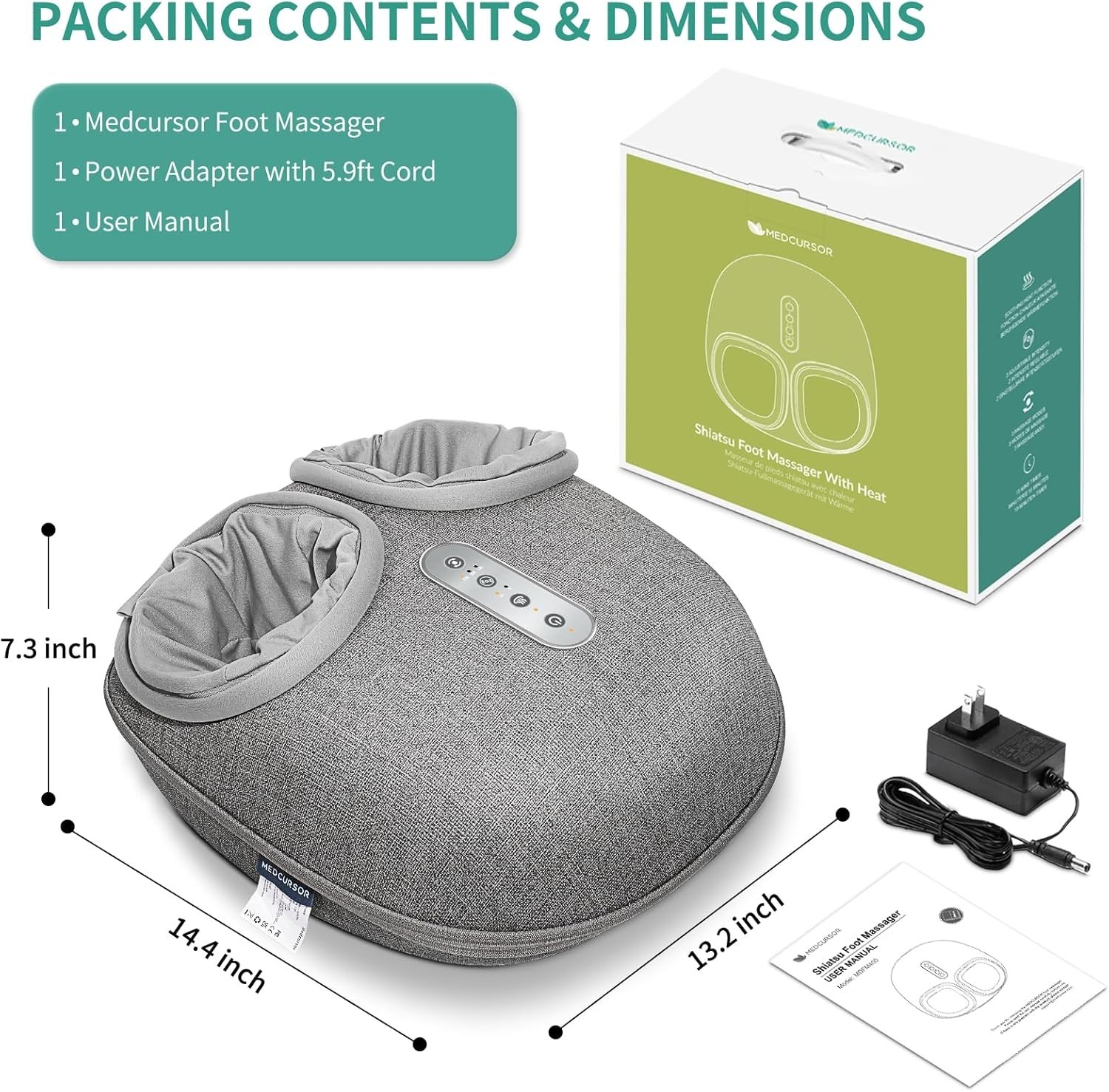 Medcursor Foot Massager with Heat – Shiatsu Deep Kneading MDFM400