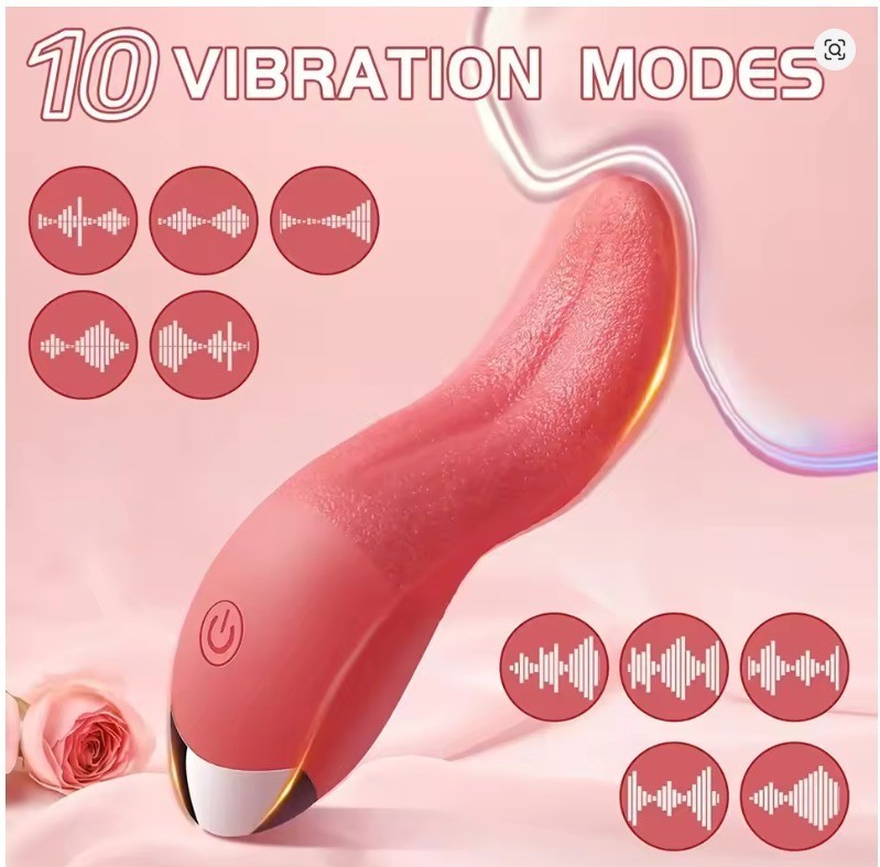 Smart Heating Tongue Vibrator 10 Modes Waterproof Rechargeable Massager Toy