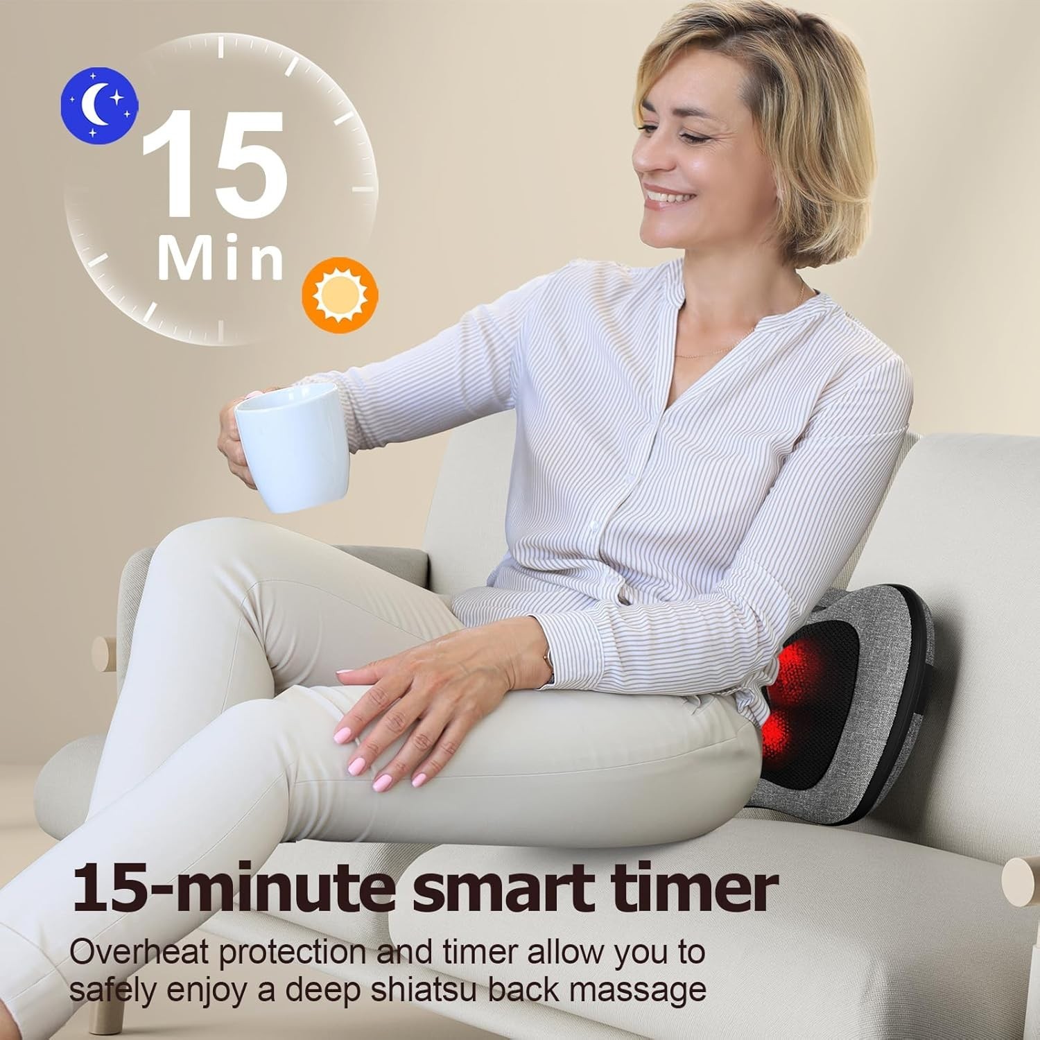 Shiatsu Back Massager with Heat Deep Tissue for Neck Shoulder Back Pain Relief