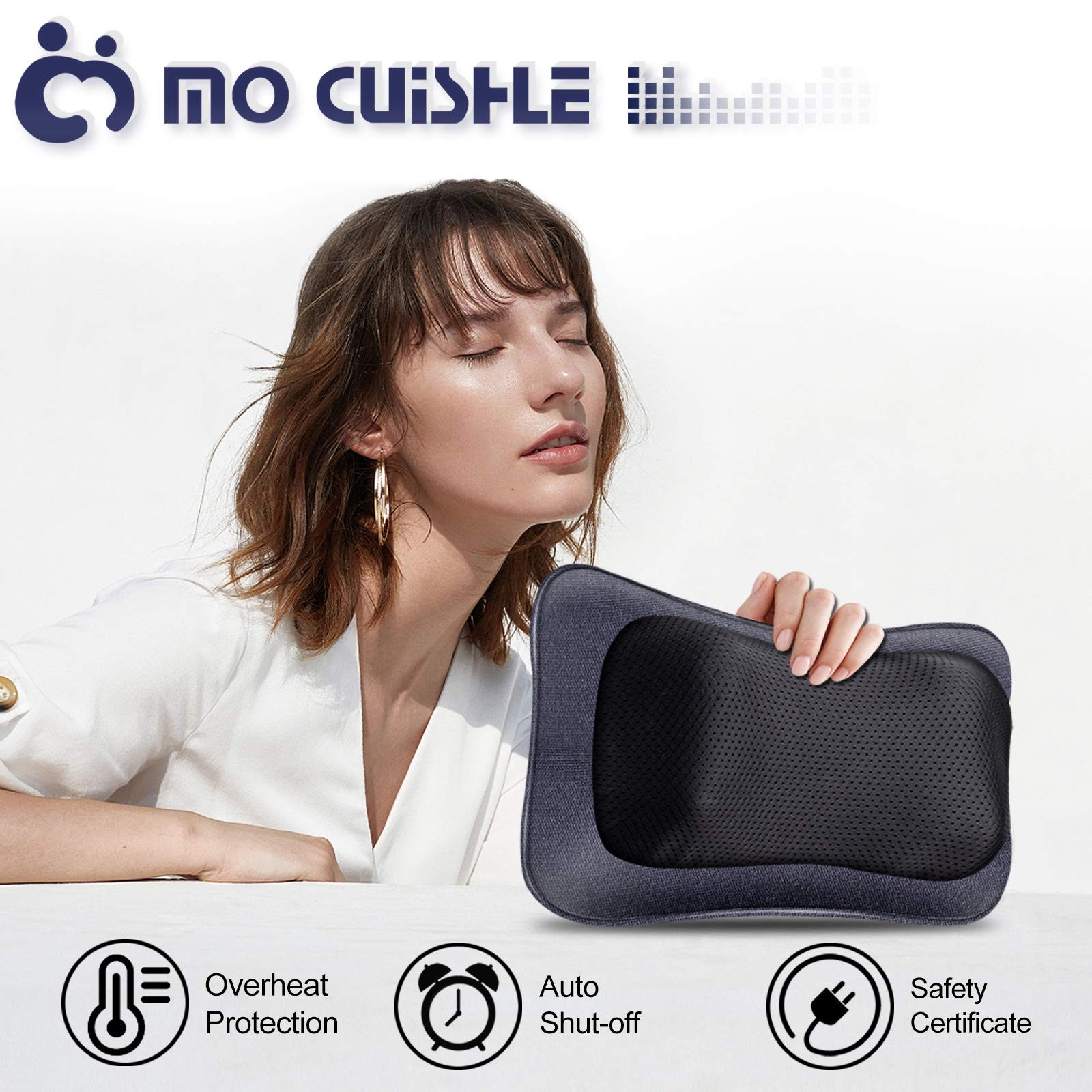 Mo Cuishle Electric Shiatsu Back Massager with Heat – Powerful 3D Navy