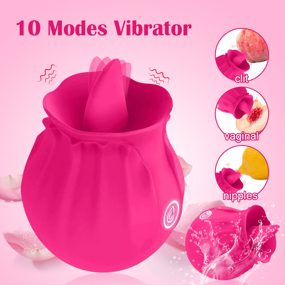 10 Speed Rose Female Anniversary Female Birthday Gifts Massager Tongue Licking