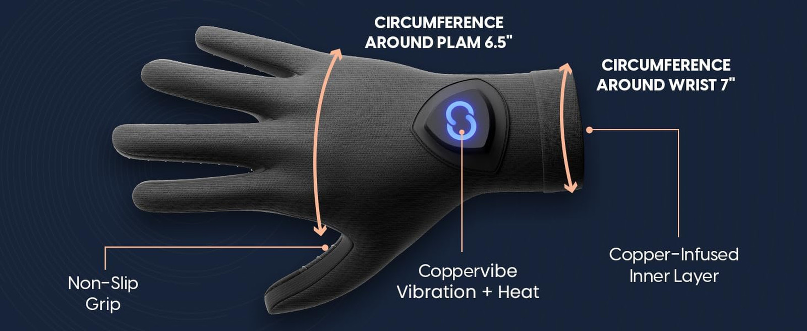Coppervibe Vibration & Heat Gloves – Heated Hand Massage