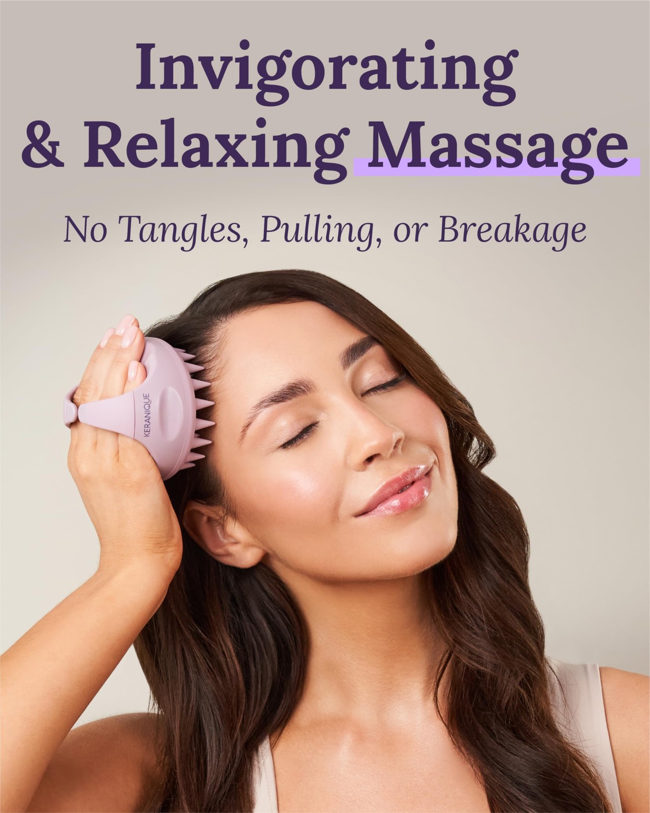 Keranique Scalp Therapy Manual Massager Hair Growth One-Time Purchase, Pink