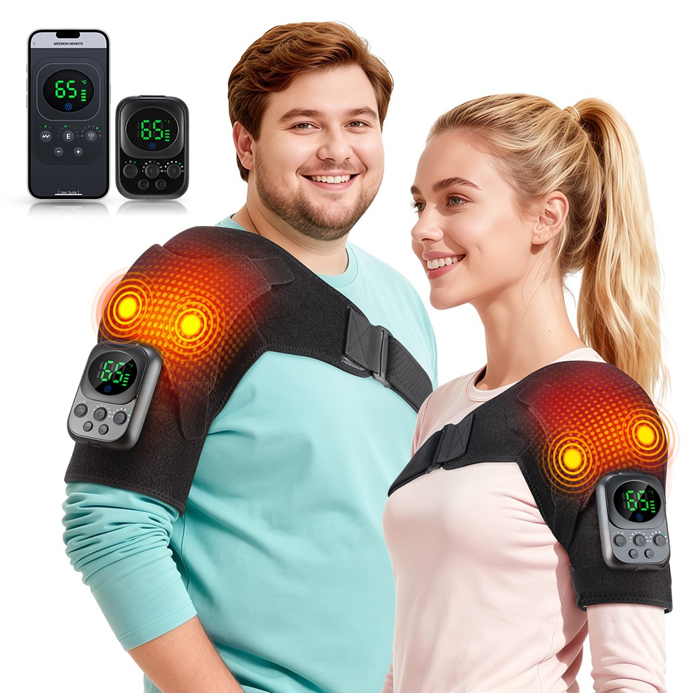 Electric Heated Shoulder Massager With Vibration Massage Brace Joint Pain Relief