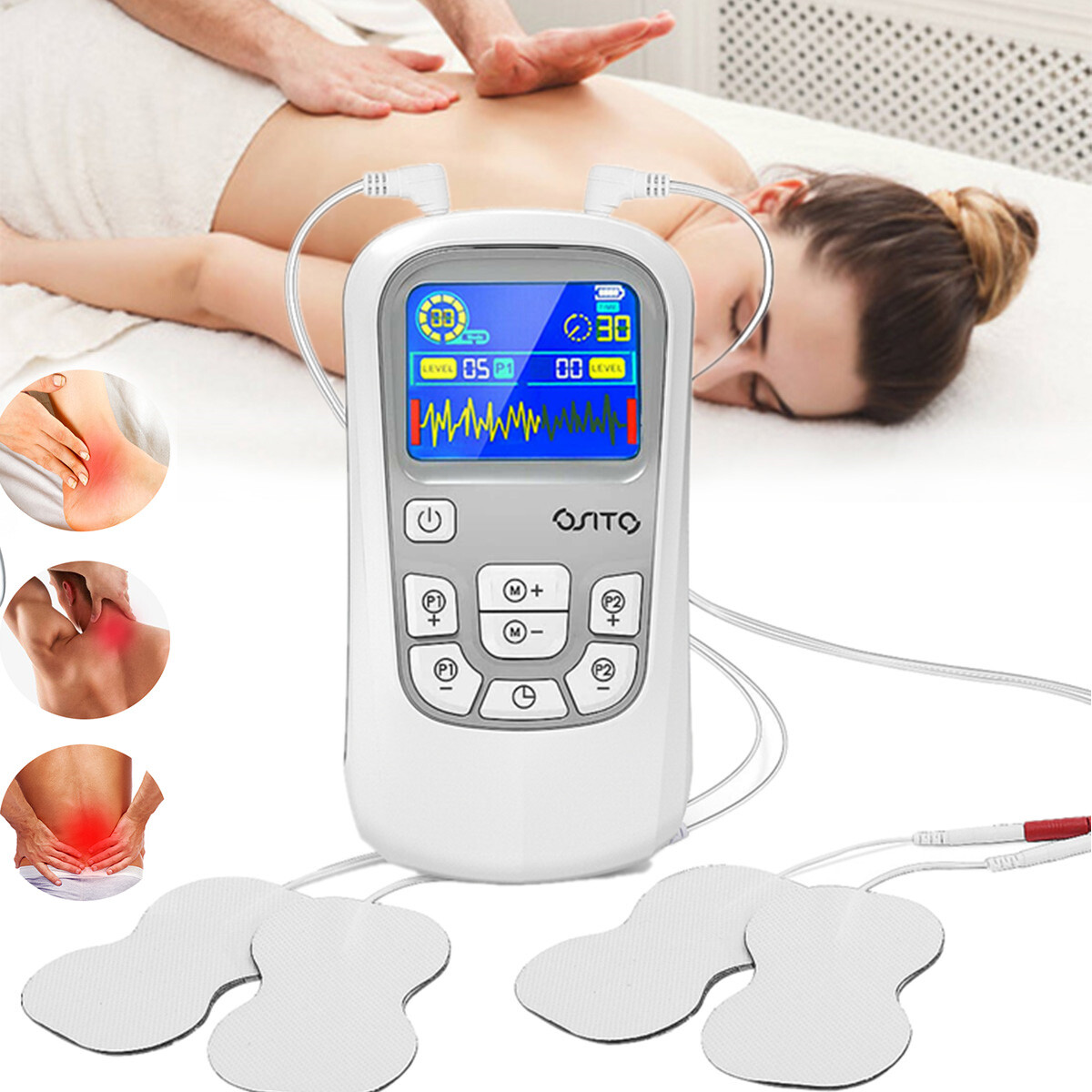 TENS Unit EMS Pulse Massager Machine 2 in 1 Function Back Pain Relief Ideal Gift