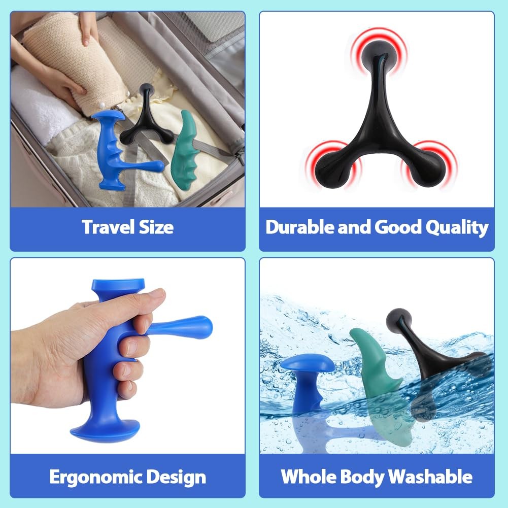 Abnaok Manual Trigger Point Massage Tool and Thumb Saver Black, Green, Blue