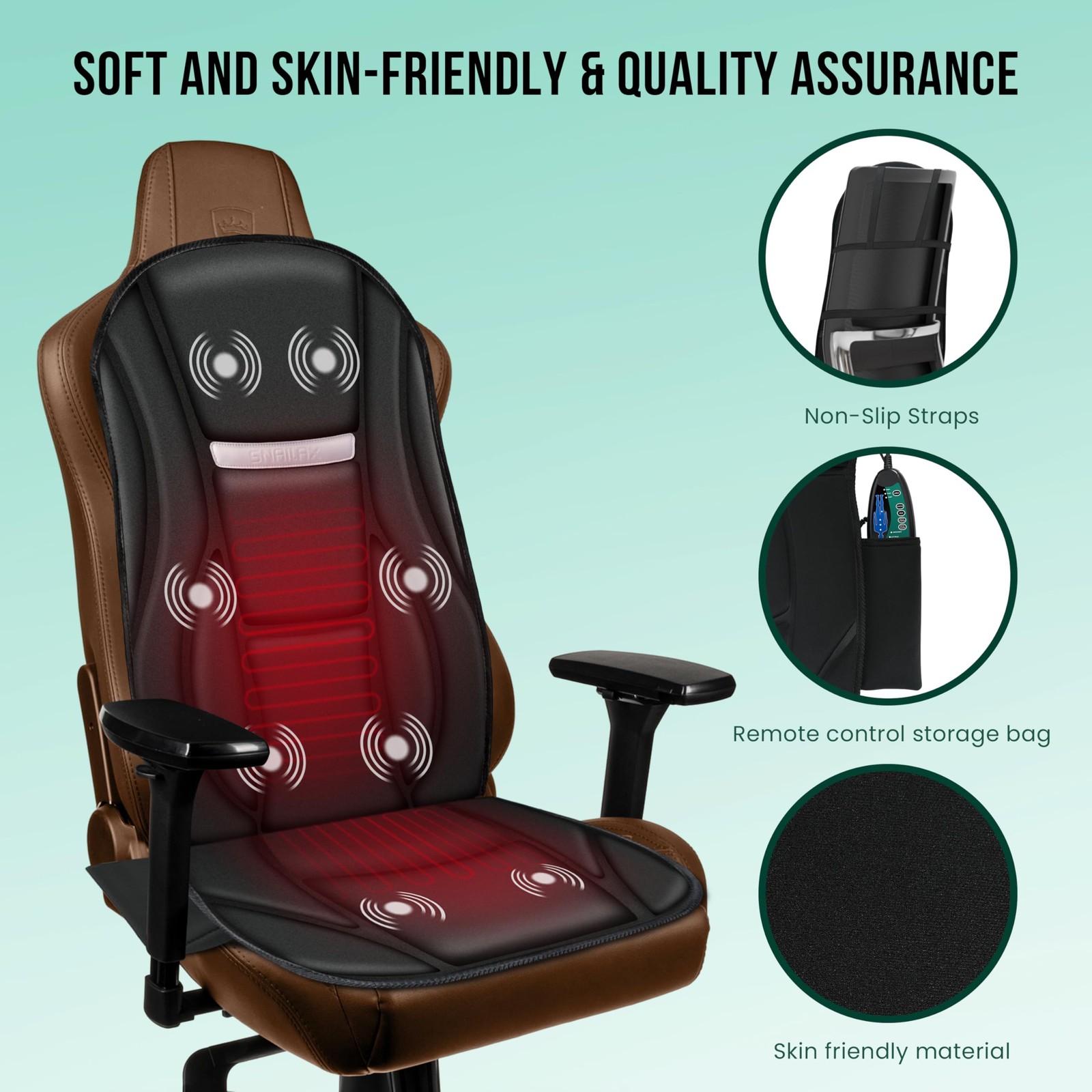 LUJO Asiento De Masaje Cojin Para Silla Vibracion Caliente Masajeador Coche Casa