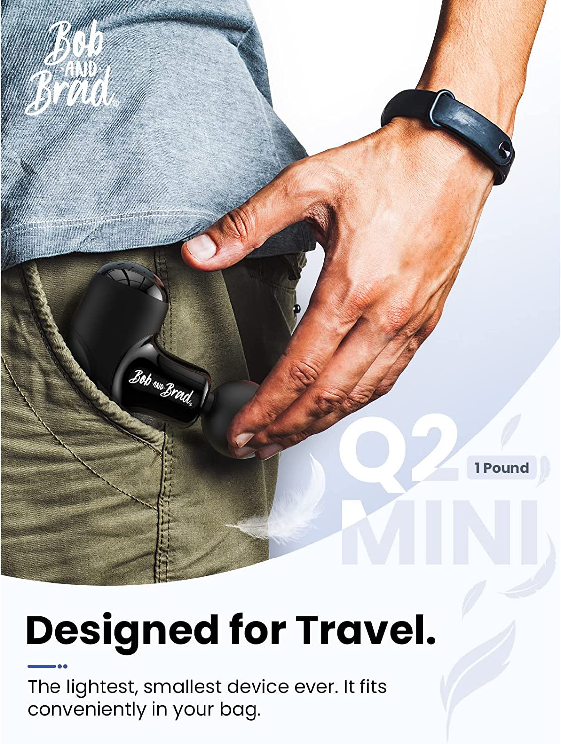 BOB AND BRAD Blue Q2 Mini Massage Gun Pocket-Sized Deep Tissue Body Massager Gun