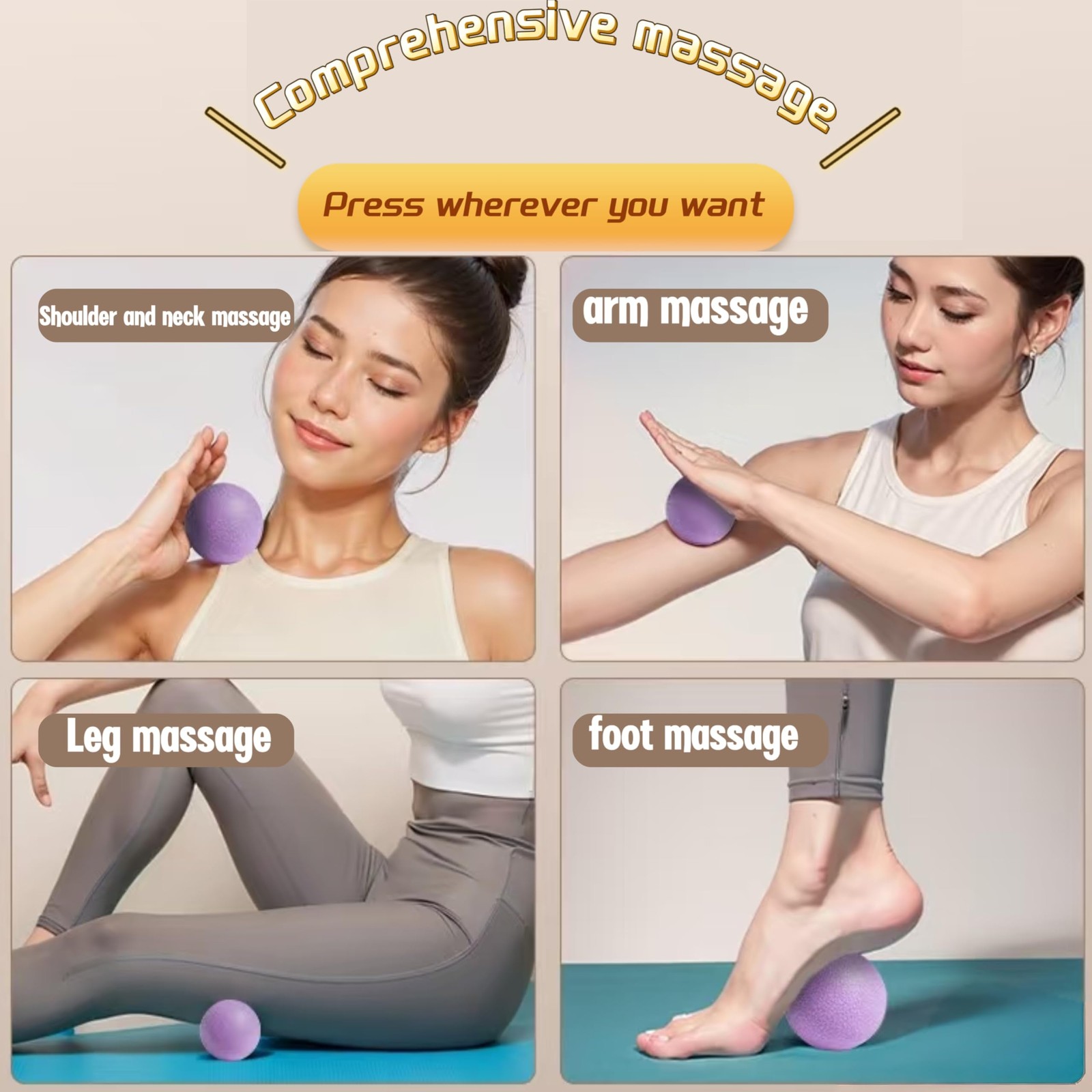 2.4 Inch Purple Massage Set – Handheld Deep Tissue Muscle for Neck, Shoulder,…