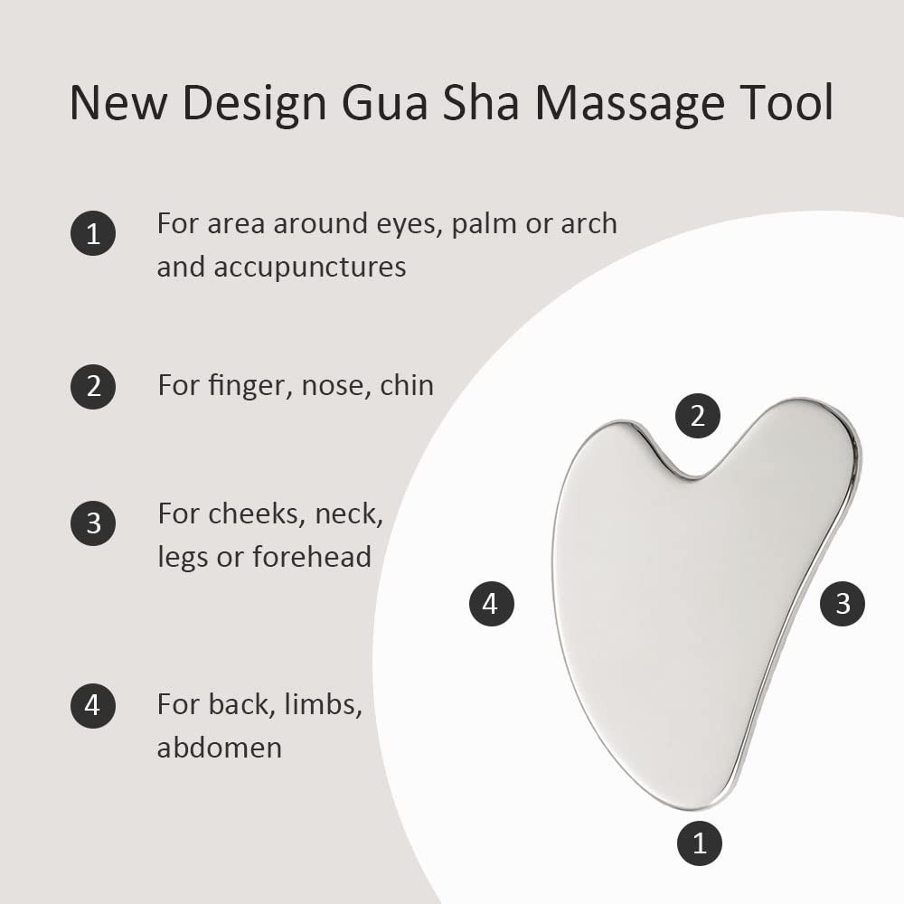 Stainless Steel Facial Roller & Gua Sha Set – Cooling Massage for All Skin Types