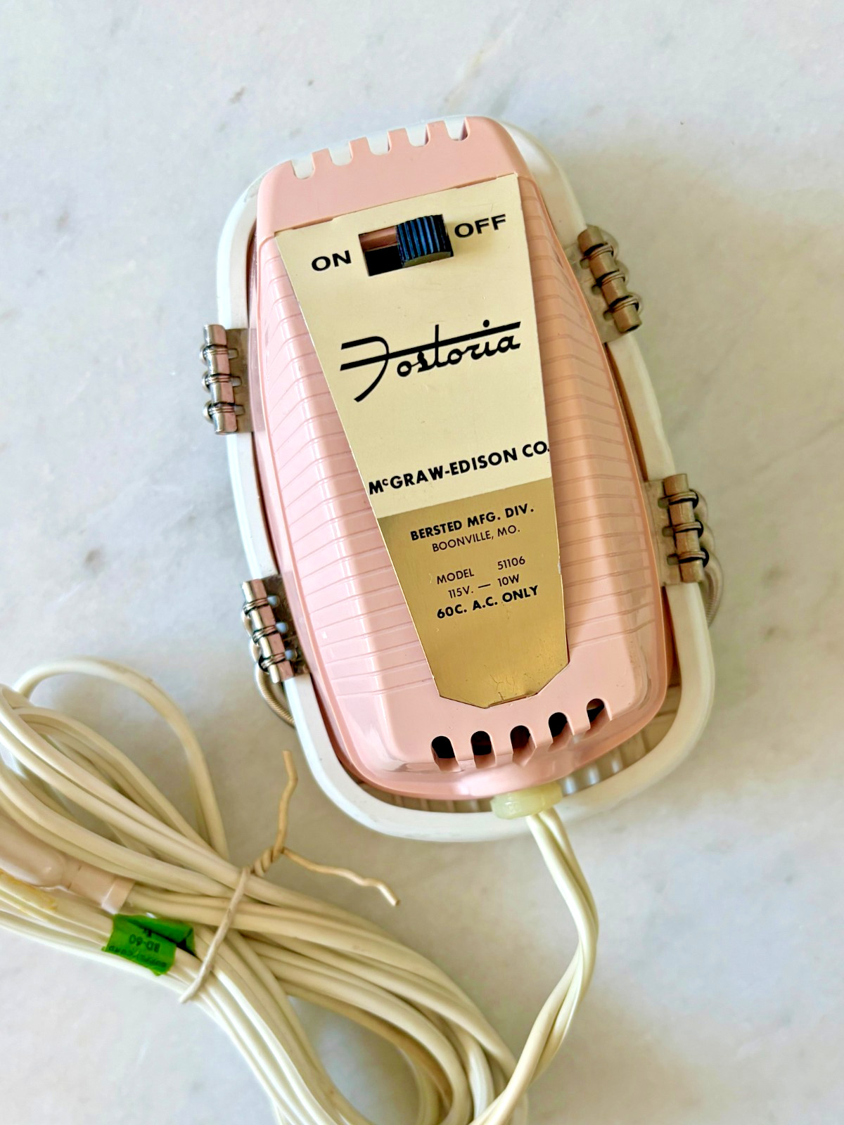 Vintage Vibrator Massager, Fostoria, mid century, electric, tested and it works