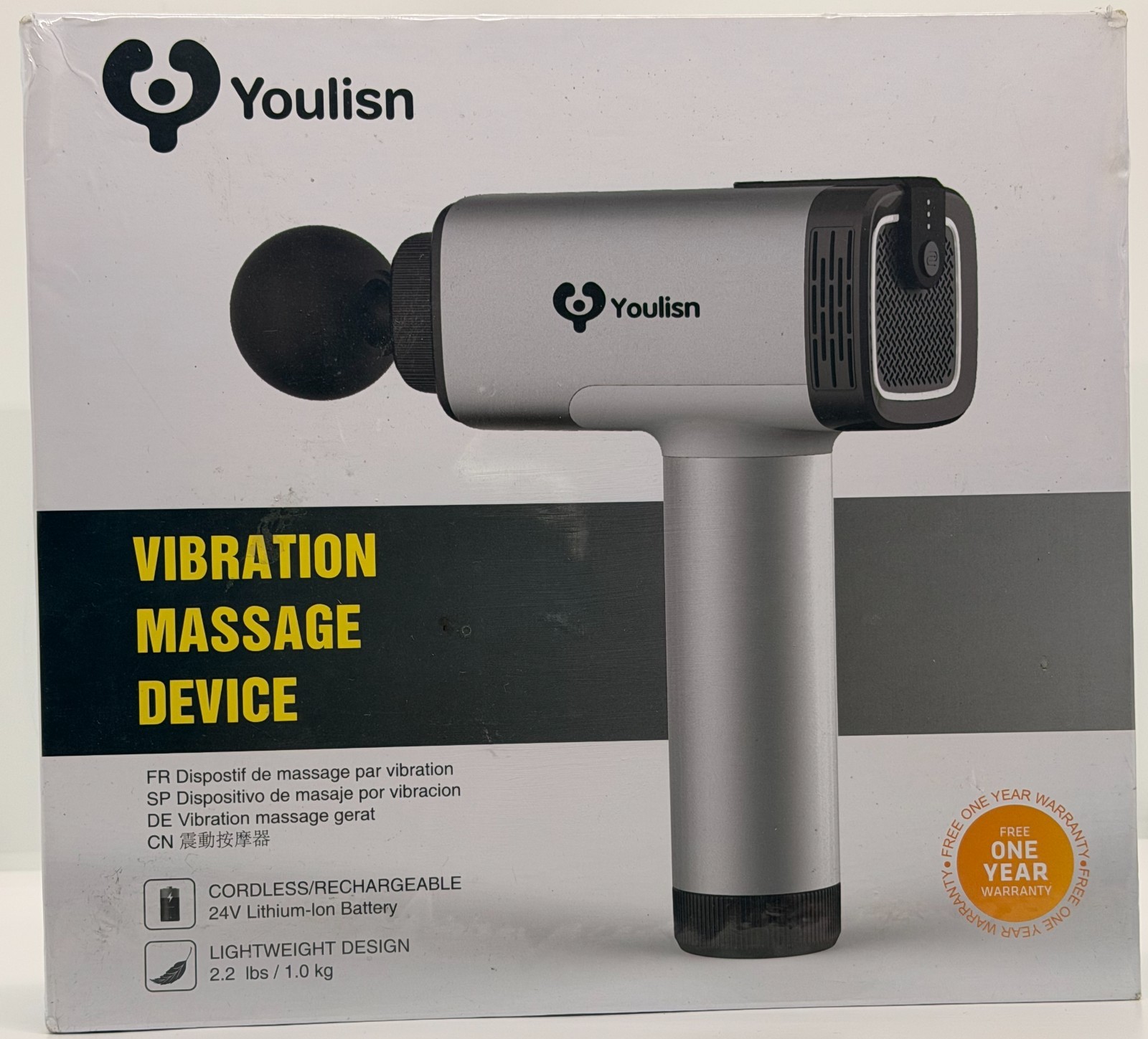Youlisn-Massage Gun Deep Tissue, Handheld-Cordlessfor Athletes, 3 Speeds 4 Heads