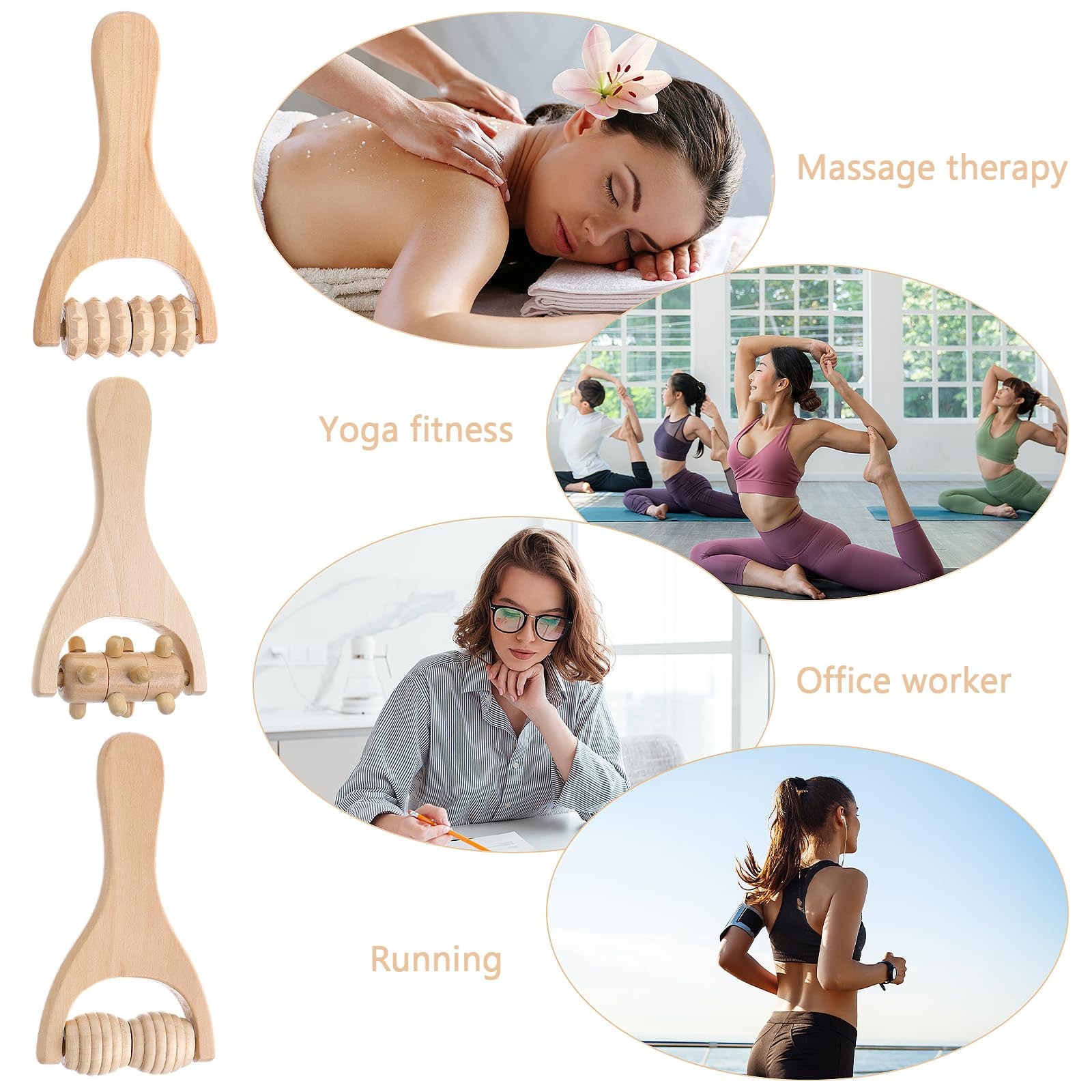 Abeillo 3Pcs Wood Therapy Massage Tools Wooden Massage Rollers, Hand Massage …