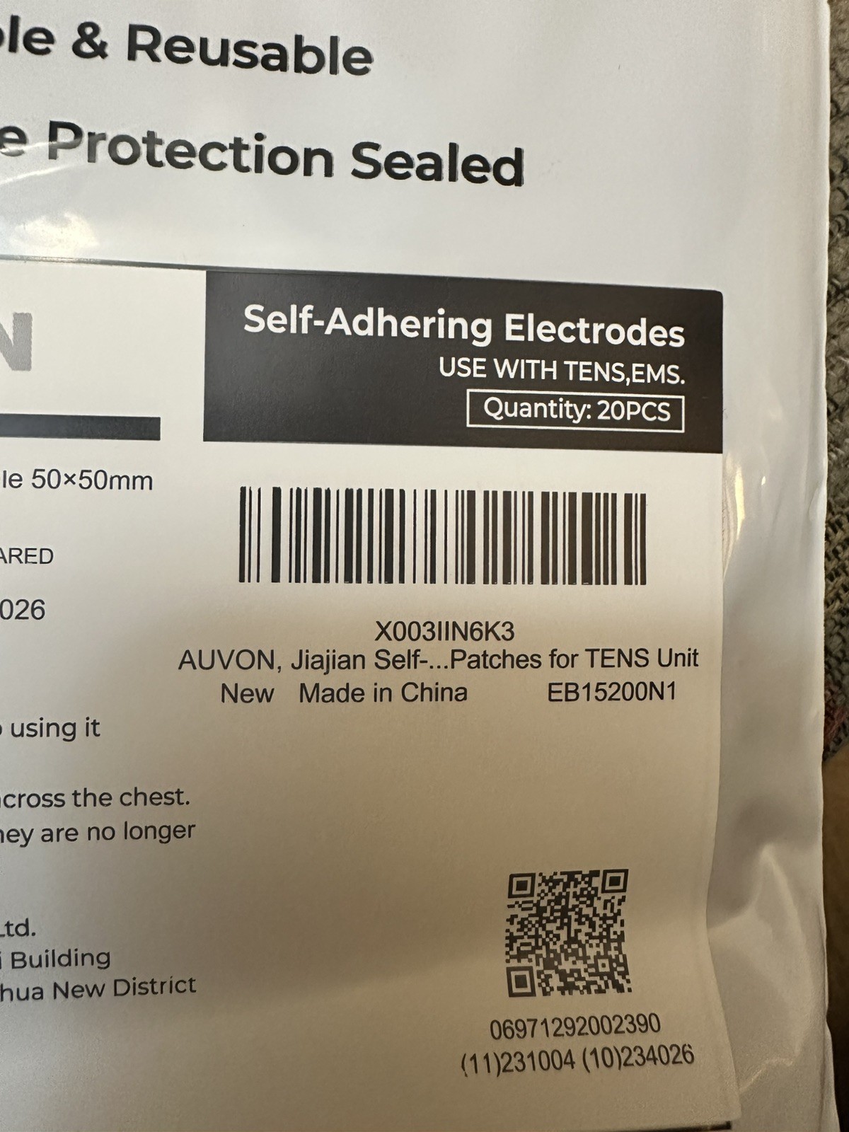 AUVON 20x TENS Unit Pads Electrode Patches With Upgraded Self-Stick Performance
