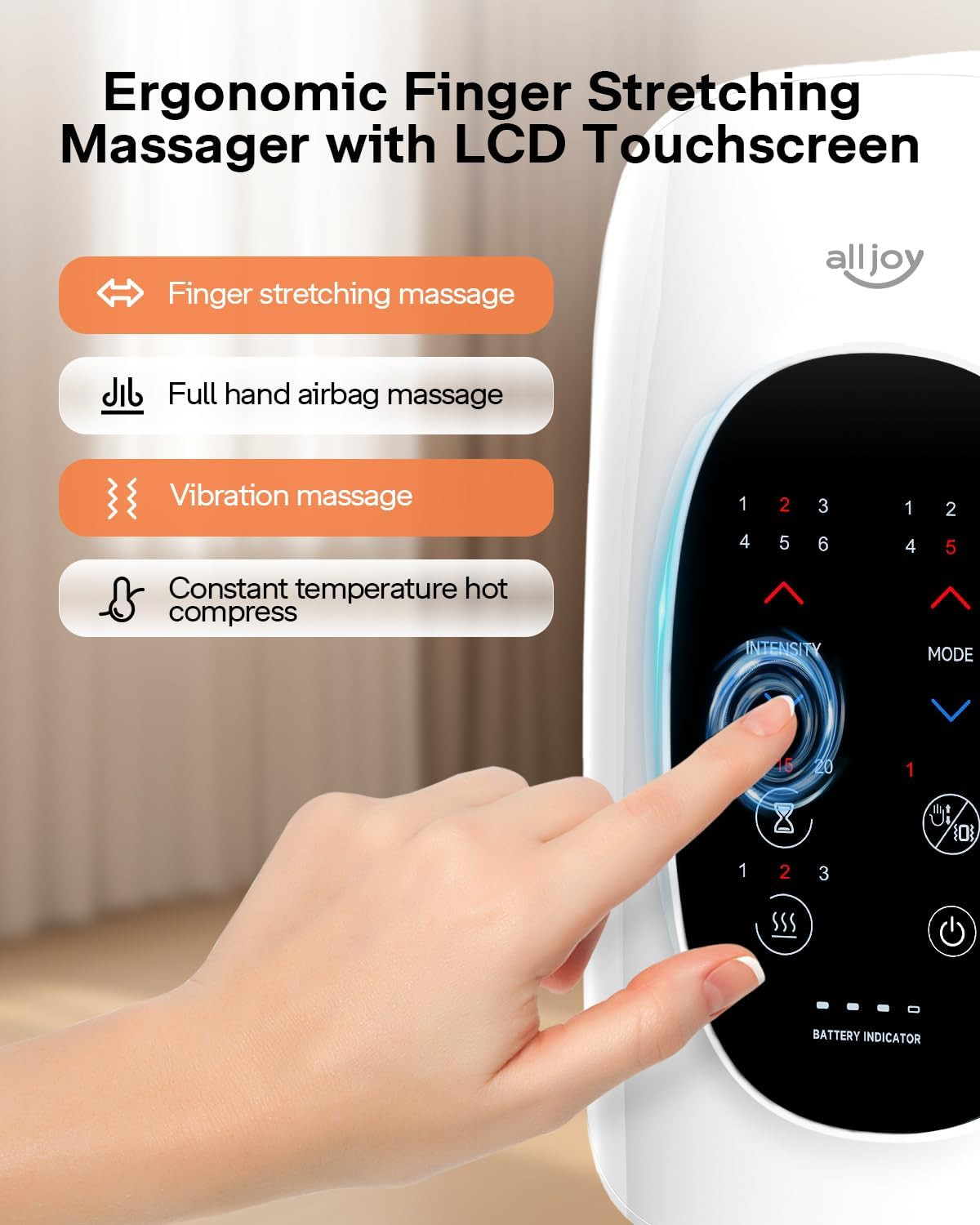 ALLJOY Hand Massager with Heat and Compression, Knuckle Stretching and Hand Mass