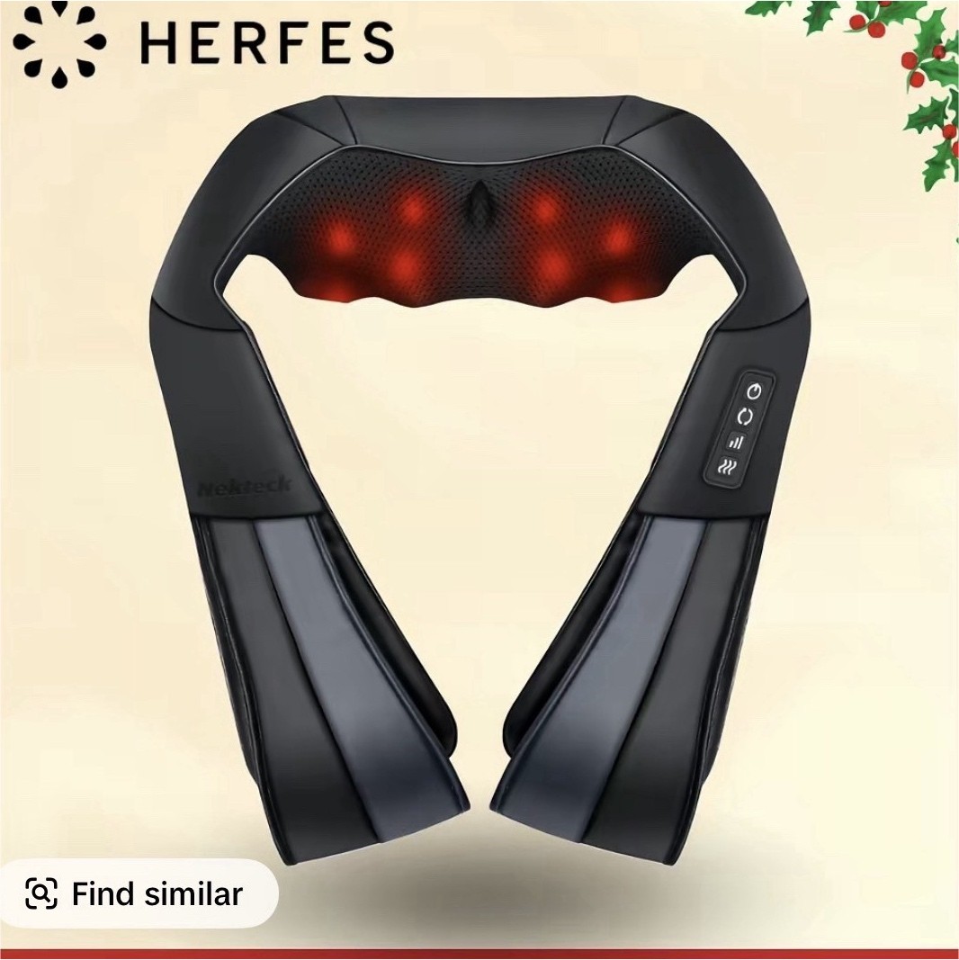 Nekteck Massage Belt 16 Kneading Nodes Heat PU Leather Black Corded Electric