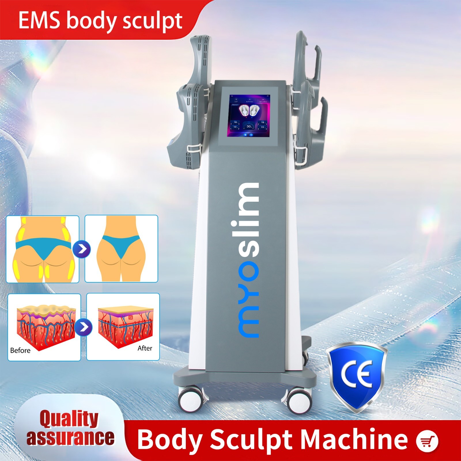 MYOslim HI-EMT 4-Handle Muscle Stimulator Body Sculpt Contour Massage Machine