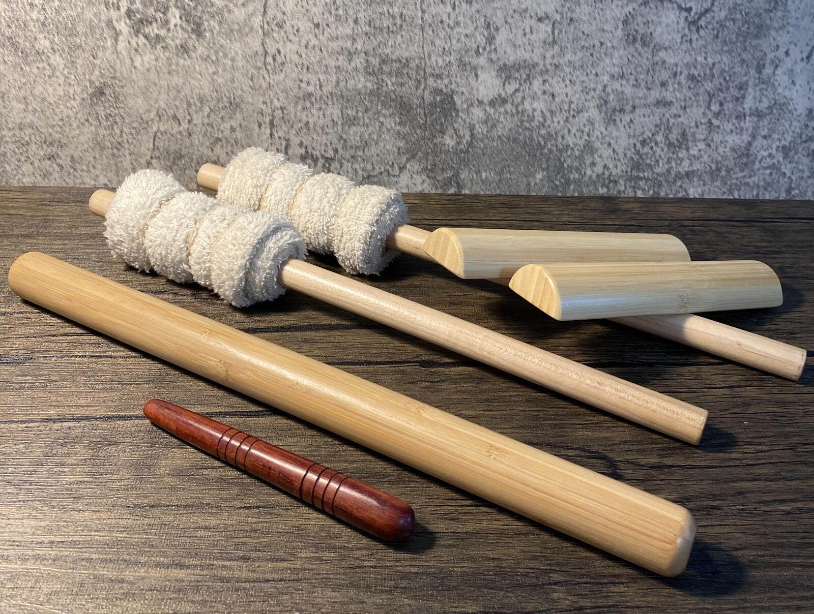 Wooden Massage Tools 6 Pc Handmade USA Sealed Hand Body Foot Reflexology #174C
