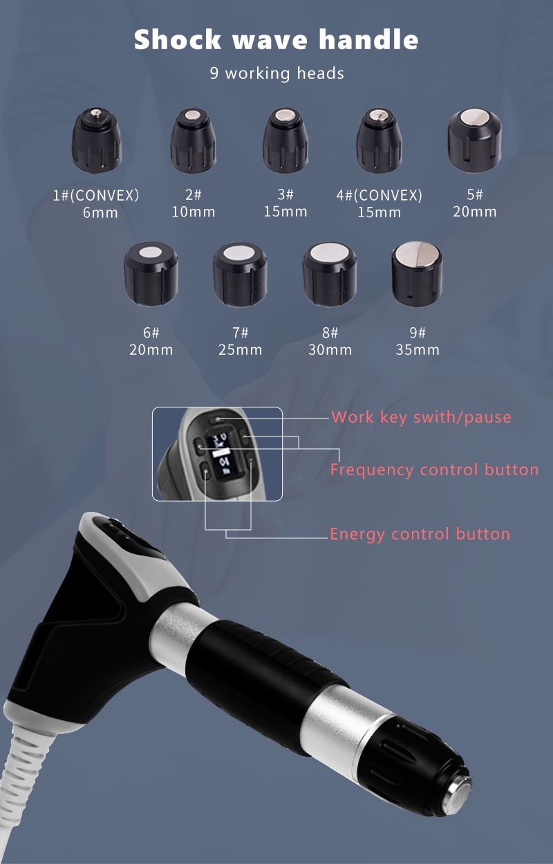 10 Bar Pneumatic Shockwave Therapy Machine For Muscle Pain Relief ED Treatment