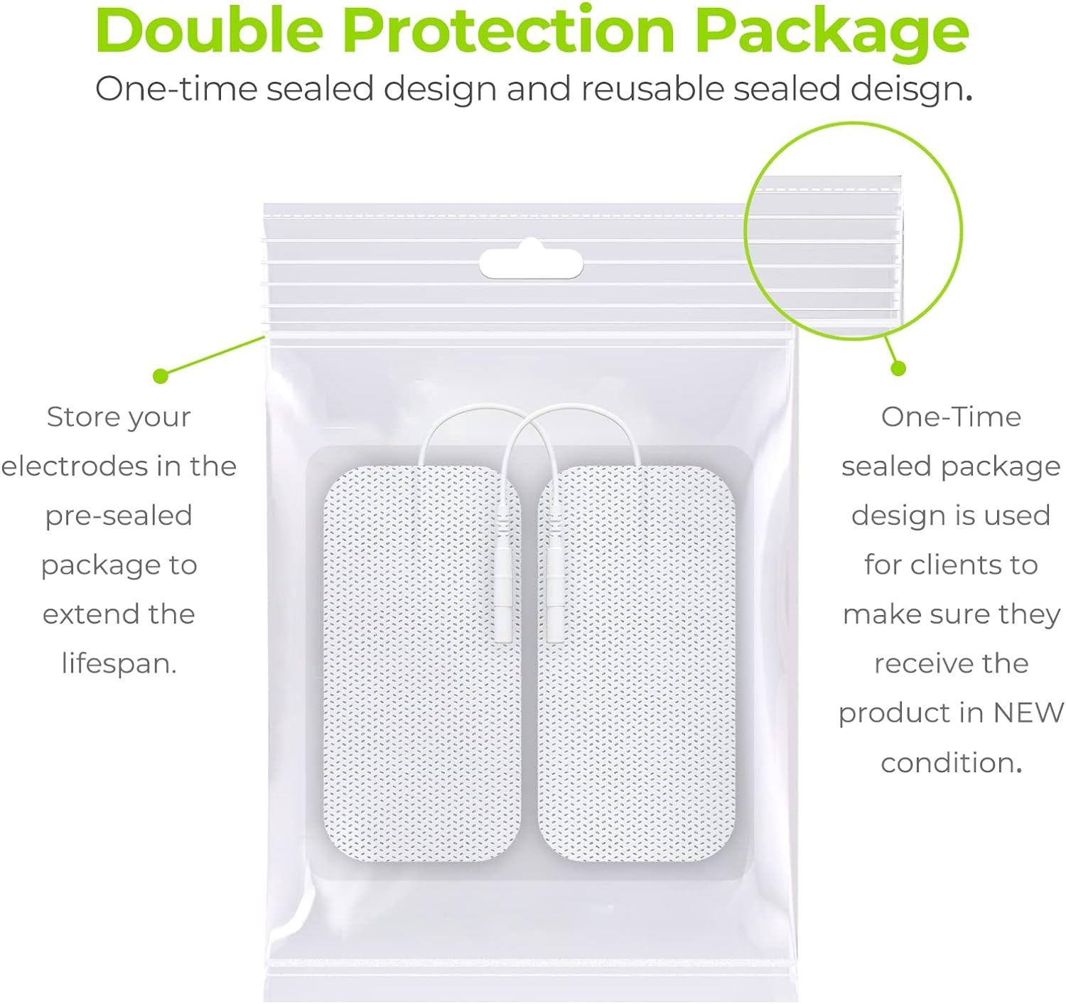 AUVON TENS Unit Pads 2″X4″ 10 Pcs, 3Rd Gen Latex-Free Rectangular Replacement Pa