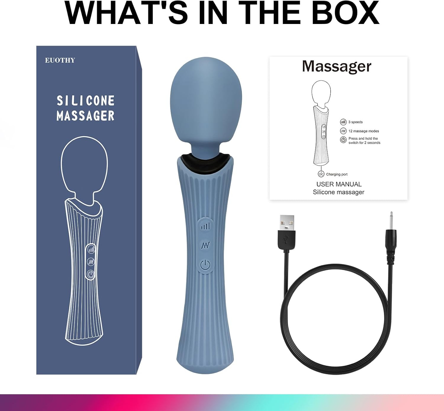 Cordless Handheld Personal Massager – Soft Silicone & Waterproof & USB Rechar…
