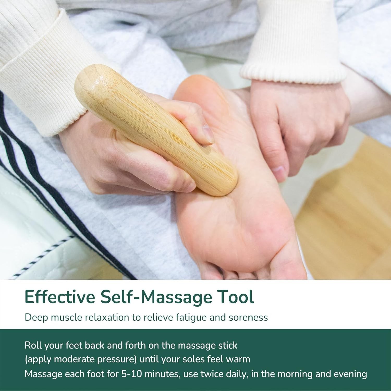 2 PCS Solid Bamboo Massage Stick Sets Warm Bamboo Therapy Massage Tools for Full
